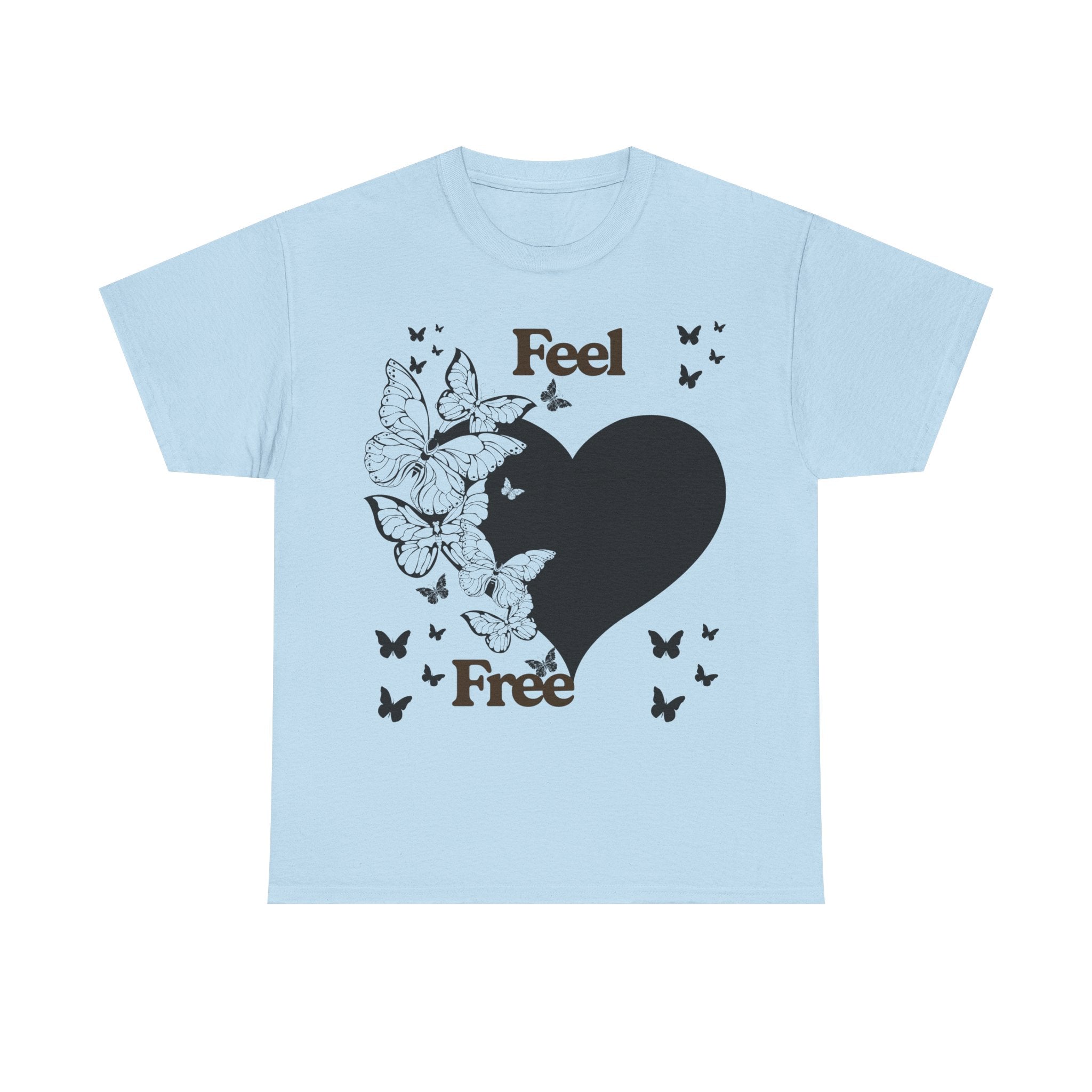 Butterfly Heart Unisex Heavy Cotton Tee, Feel Free Shirt, Nature Lover Gift, Casual Wear, Spring Fashion, Butterfly Design Tee