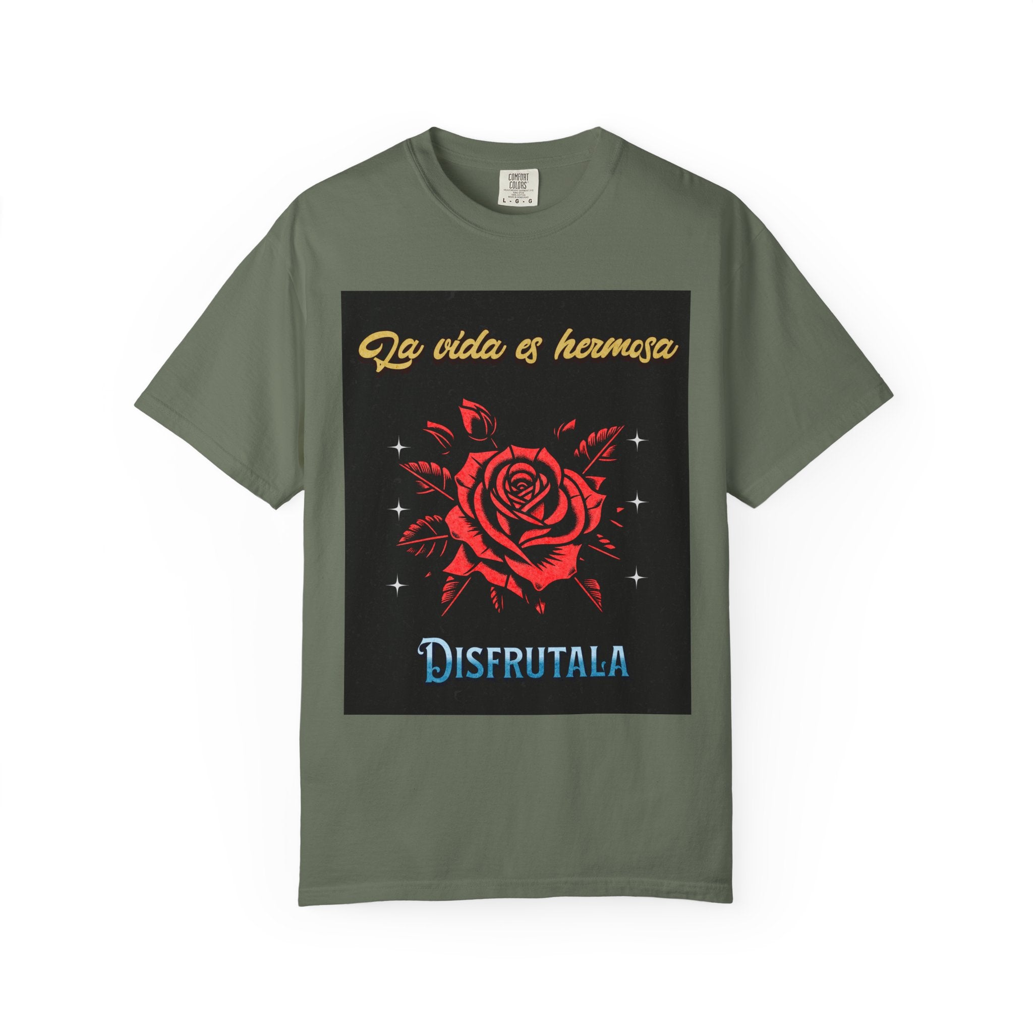 Vibrant Graphic Tee - 'La Vida es Hermosa' Rose Design, Unisex Cotton T-shirt, Gift for Friends, Positive Vibes, Casual Wear, Summer Style