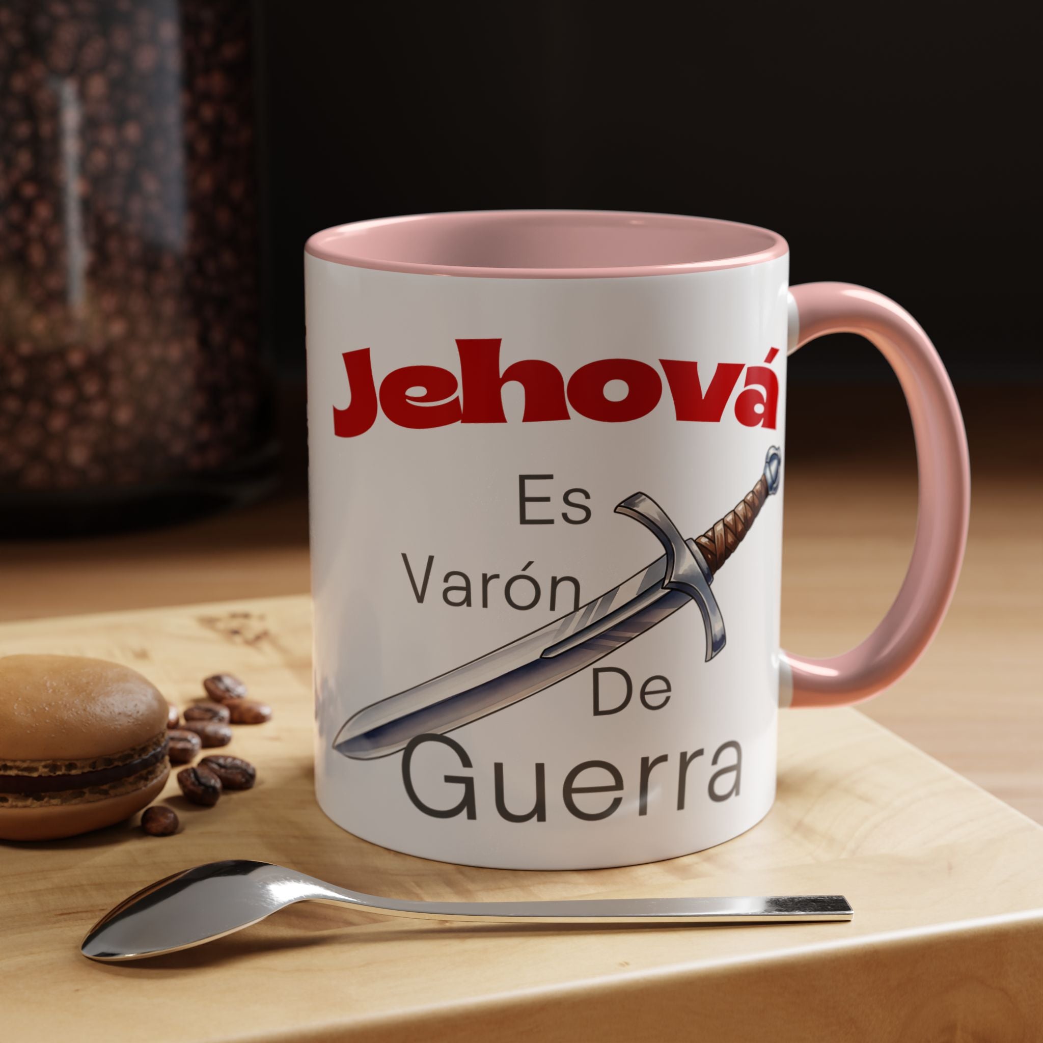 Jehovah Es Varón de Guerra Coffee Mug — Spanish Faith Sword Accent Mug (11/15oz)