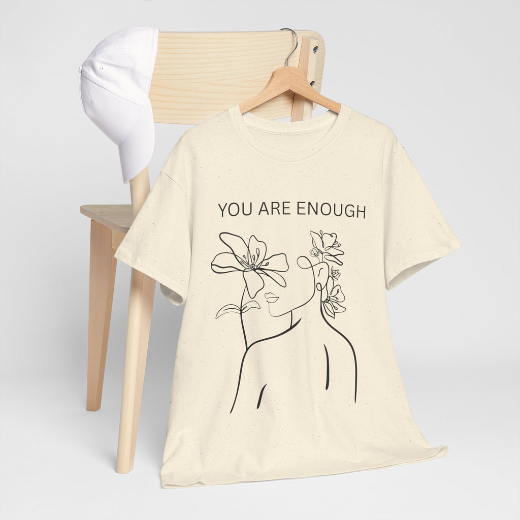 Inspirational Floral Tee, Unisex Heavy Cotton T-Shirt with 'You Are Enough' Design, Motivational Gift, Self-Love Apparel, Positive [...]