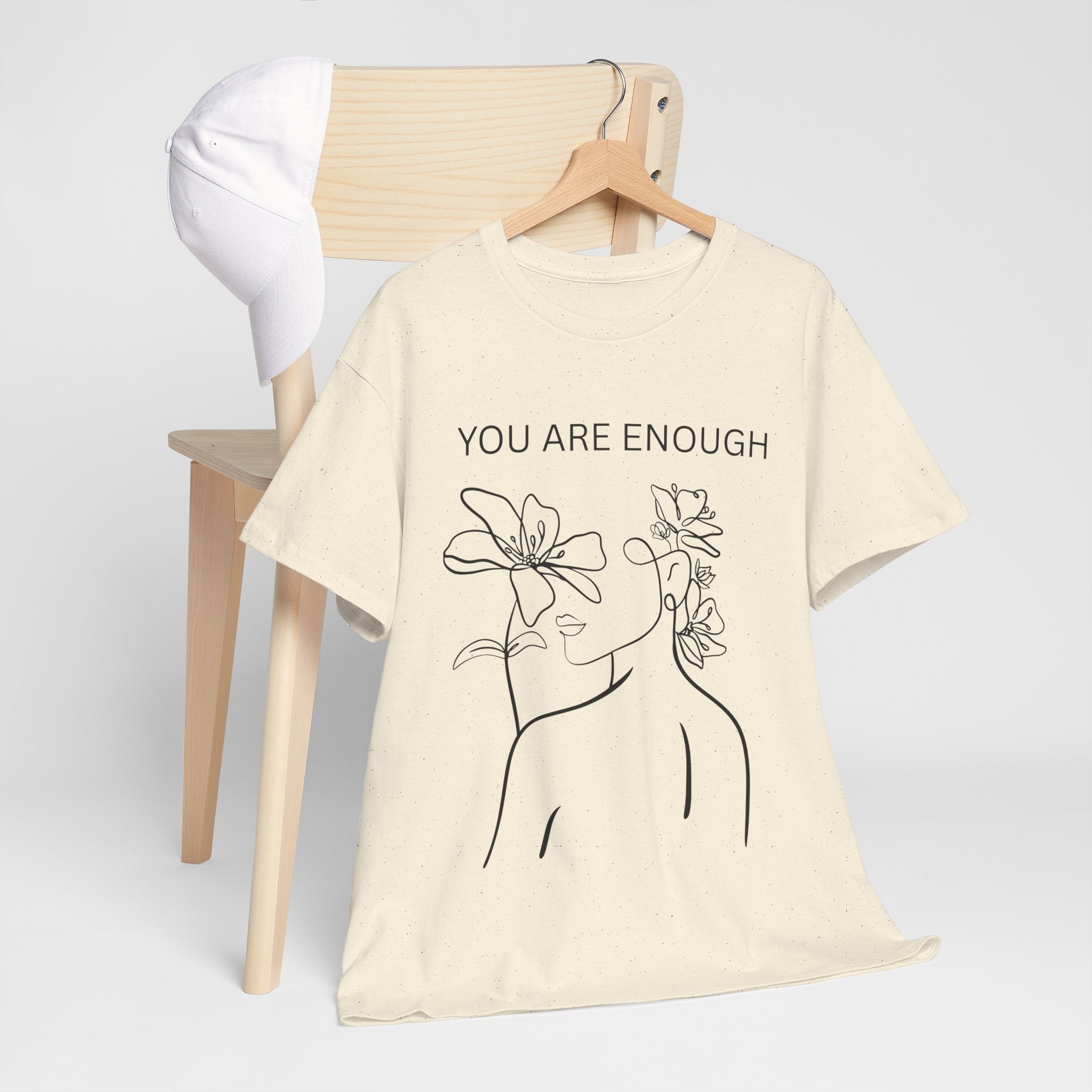 Inspirational Floral Tee, Unisex Heavy Cotton T-Shirt with 'You Are Enough' Design, Motivational Gift, Self-Love Apparel, Positive [...]