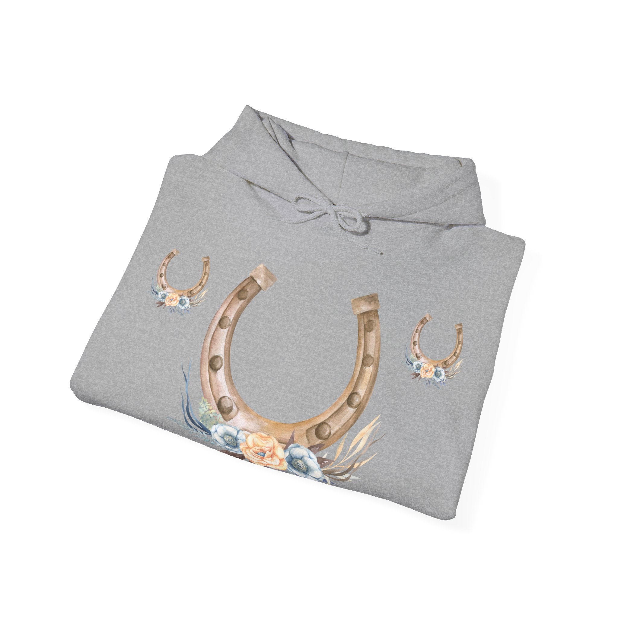 Equestrian Floral Horseshoe Hoodie, Cozy Unisex Sweatshirt, Gifts for Horse Lovers, Country Style Apparel, Birthday Gift, Festival Wear
