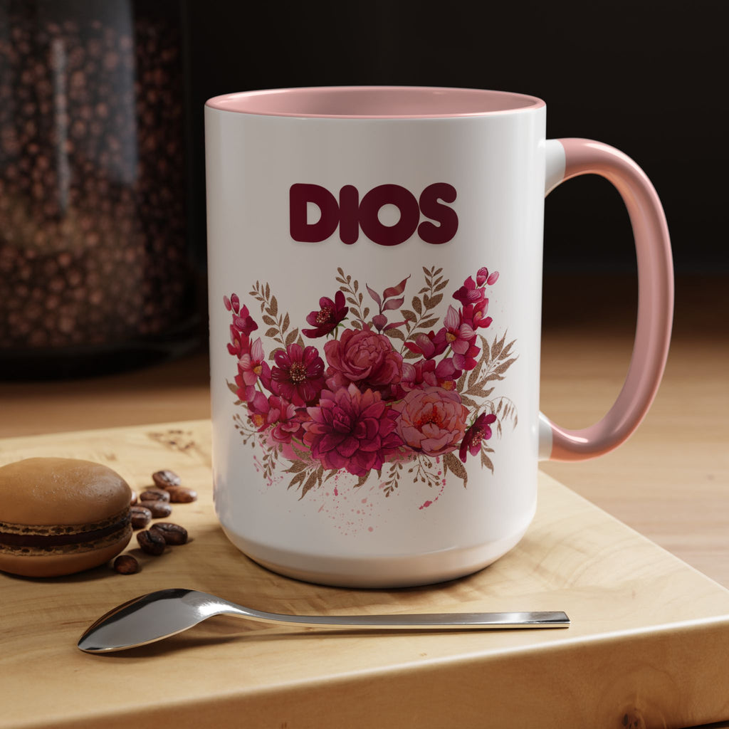Dios Floral Accent Coffee Mug — 11/15oz Inspirational Christian Tea Cup