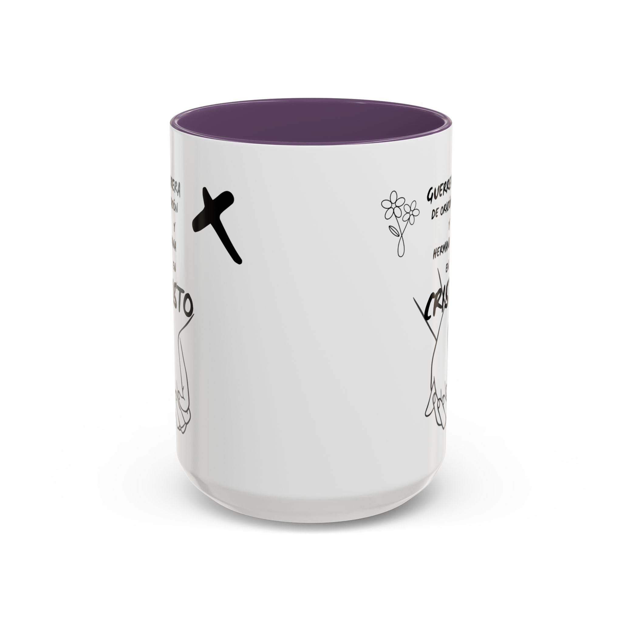 Christian Prayer Warrior Mug — "Guerrera de Oración y Hermana en Cristo" Accent Coffee Cup (11/15oz)