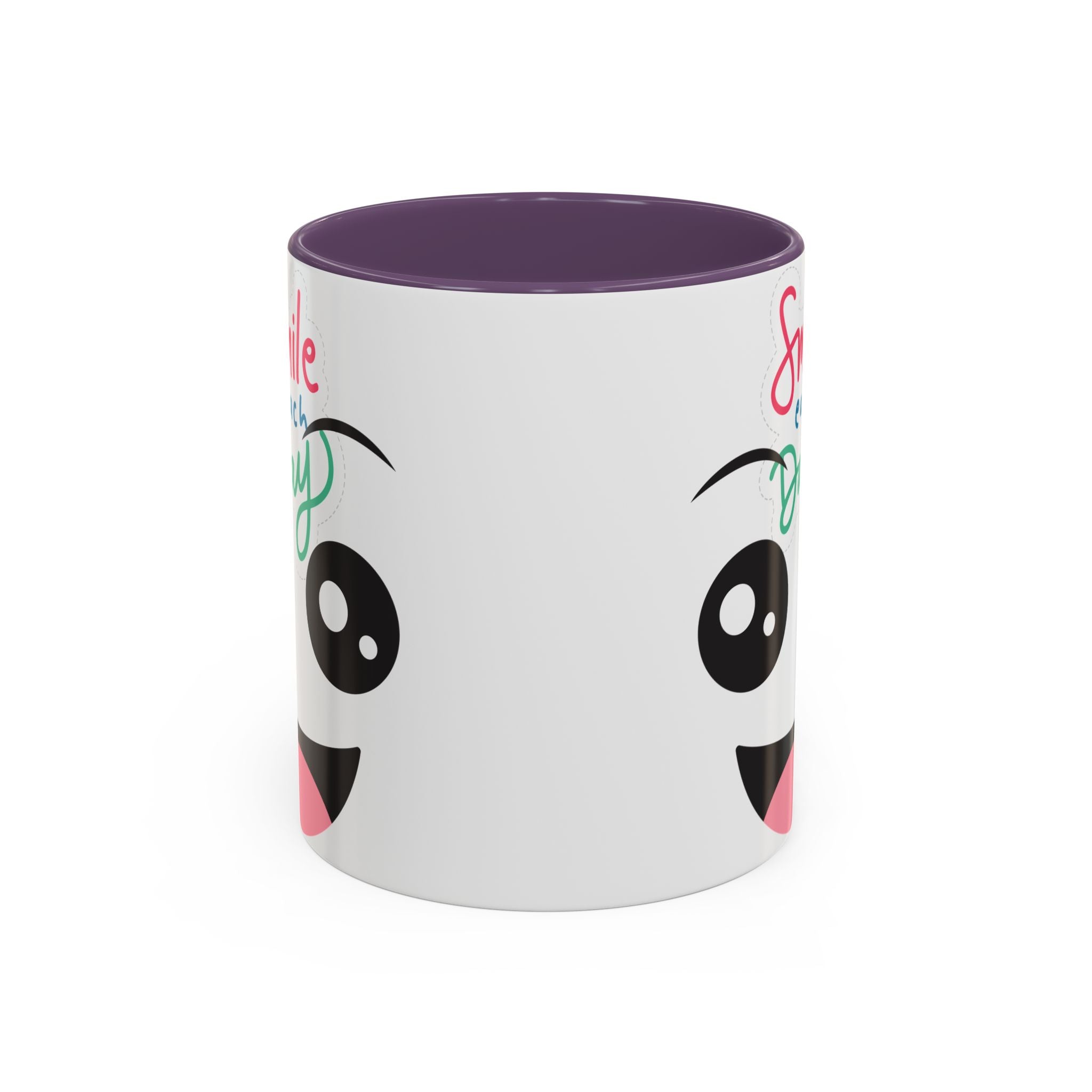 Smile Each Day Coffee Mug — Cute Cartoon Face Accent Mug (11/15oz)