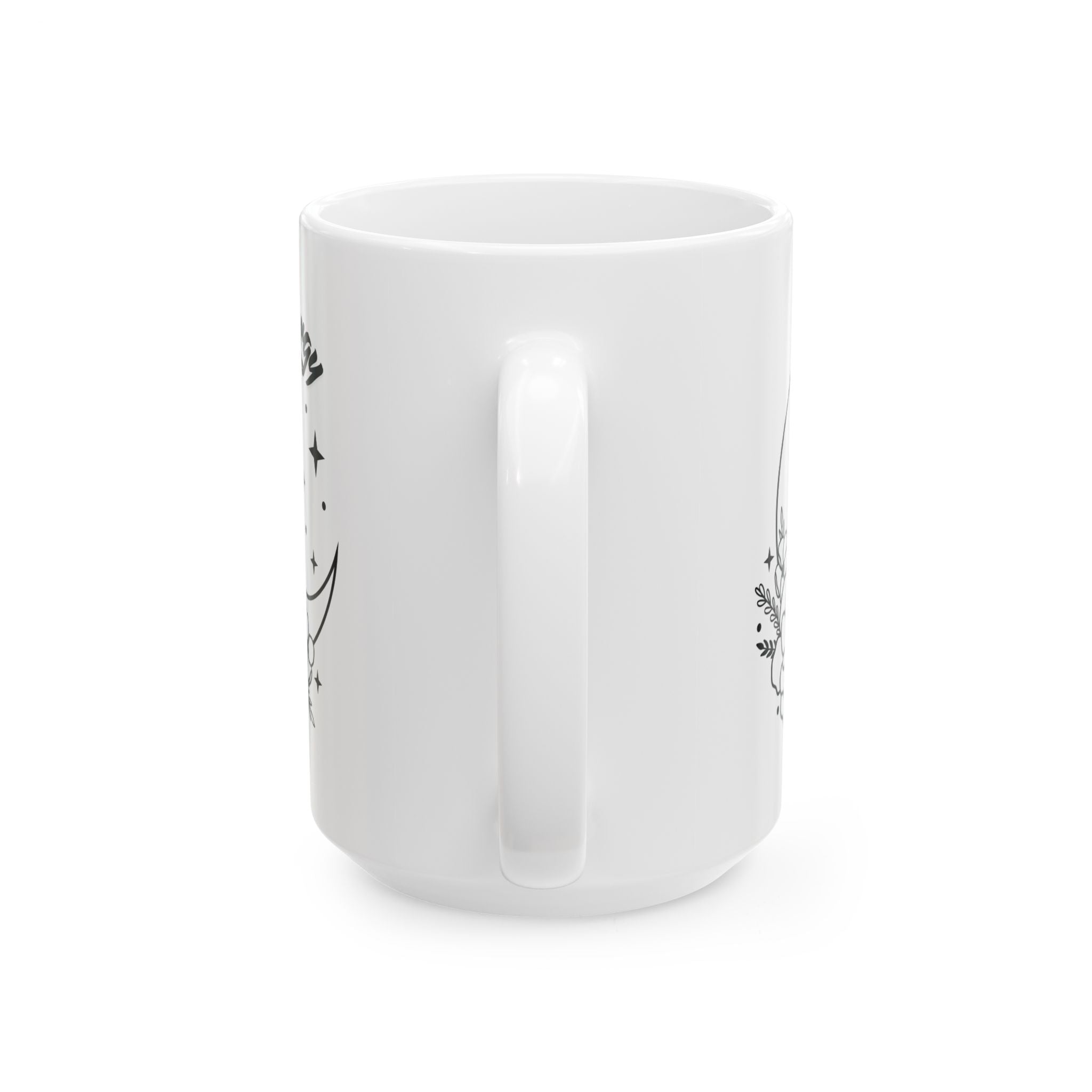 Moon Phase Floral Ceramic Mug | Empowering Gift for Coffee Lovers, Flower Lover's Mug, Astrology Coffee Cup, Celestial Drinkware