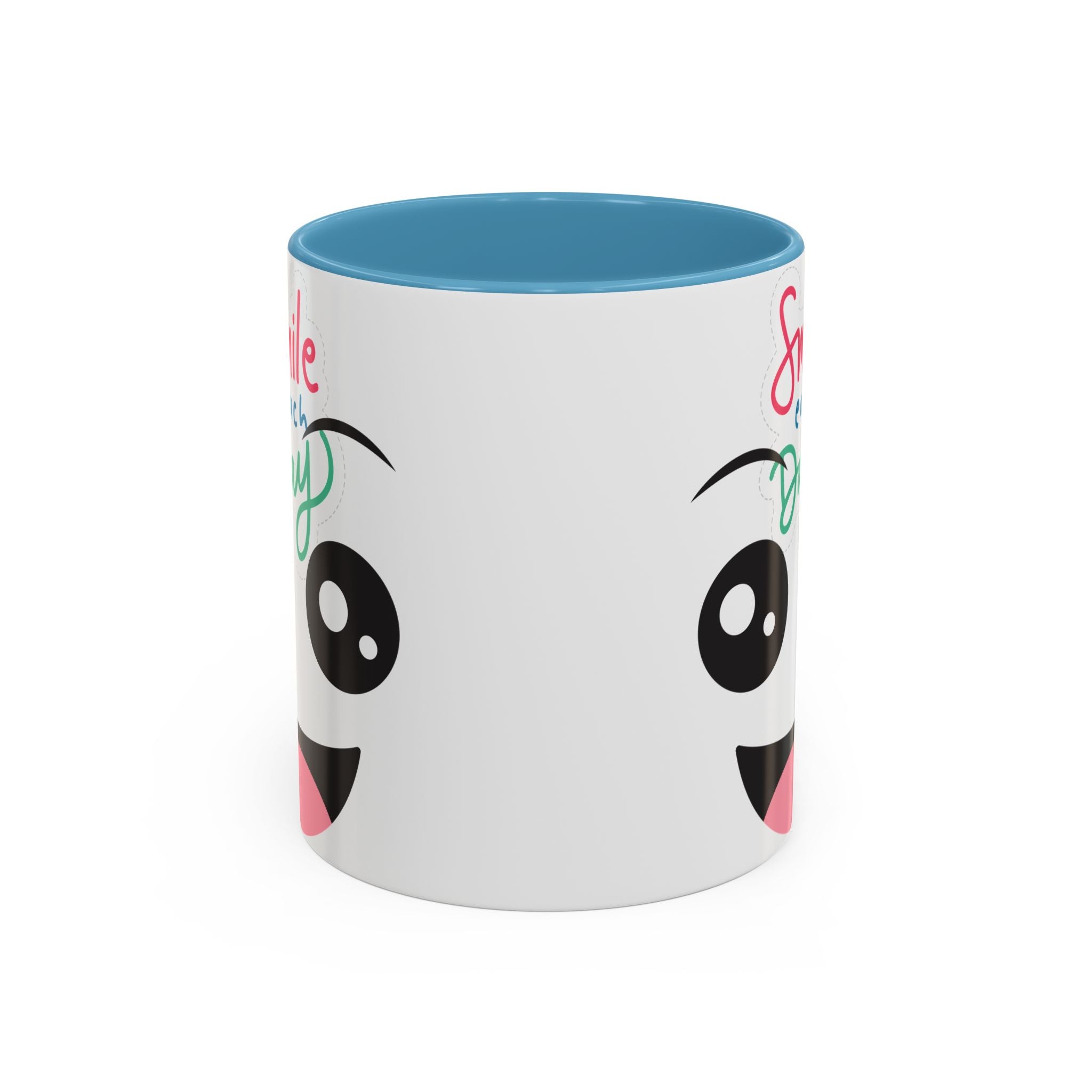 Smile Each Day Coffee Mug — Cute Cartoon Face Accent Mug (11/15oz)