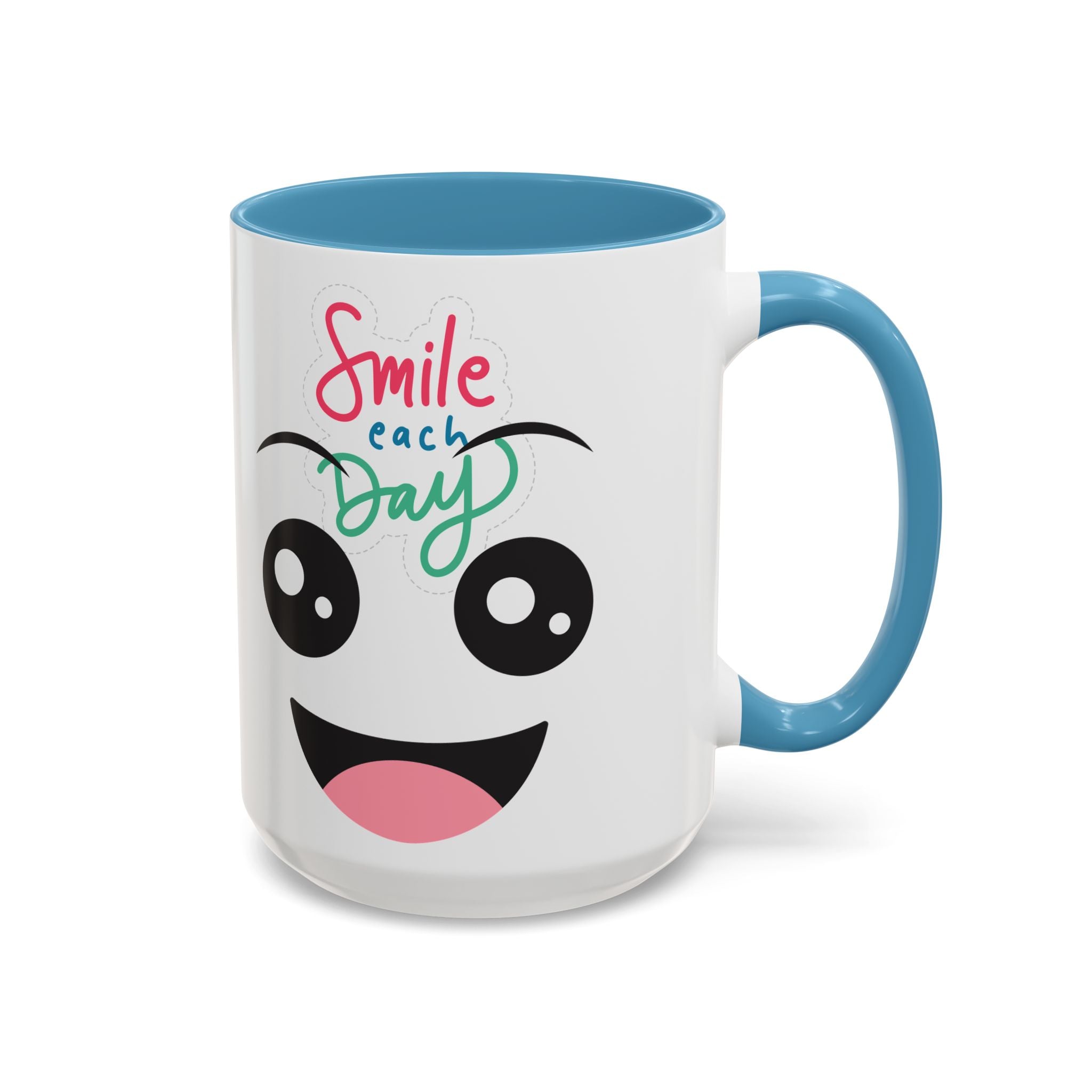 Smile Each Day Coffee Mug — Cute Cartoon Face Accent Mug (11/15oz)