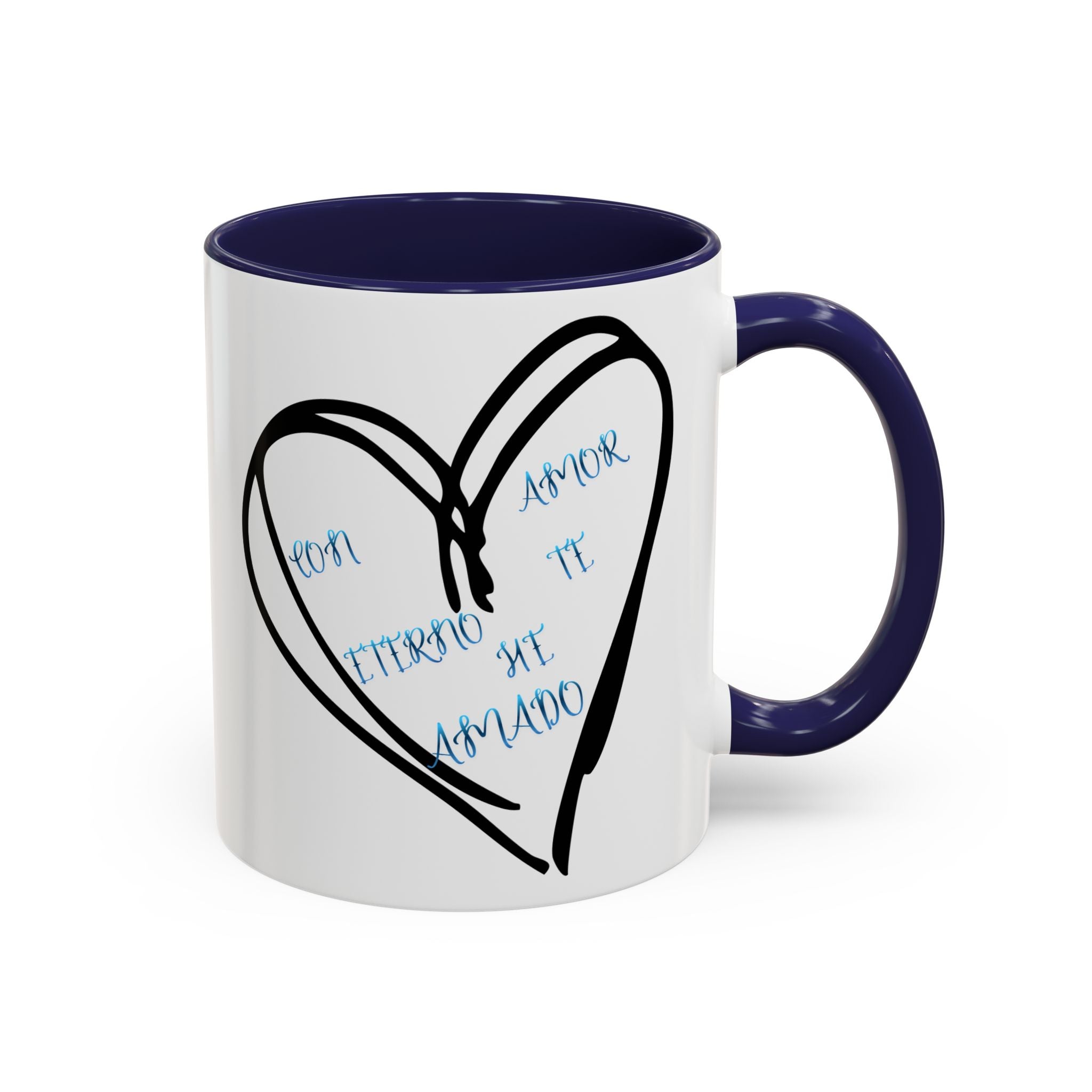 Coffee Mug - Hand-Drawn Heart with Spanish 'Por Amor Te He Amado' Accent