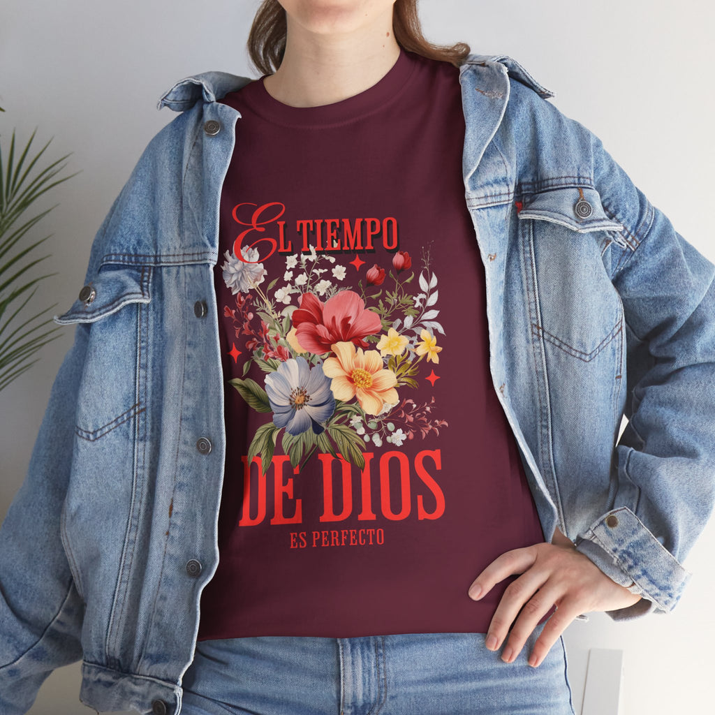 Floral Quote Tee, Unisex Heavy Cotton Tee for Faith and Inspiration, Cute T-Shirt for Spring, Inspirational Gift for Friends, [...]
