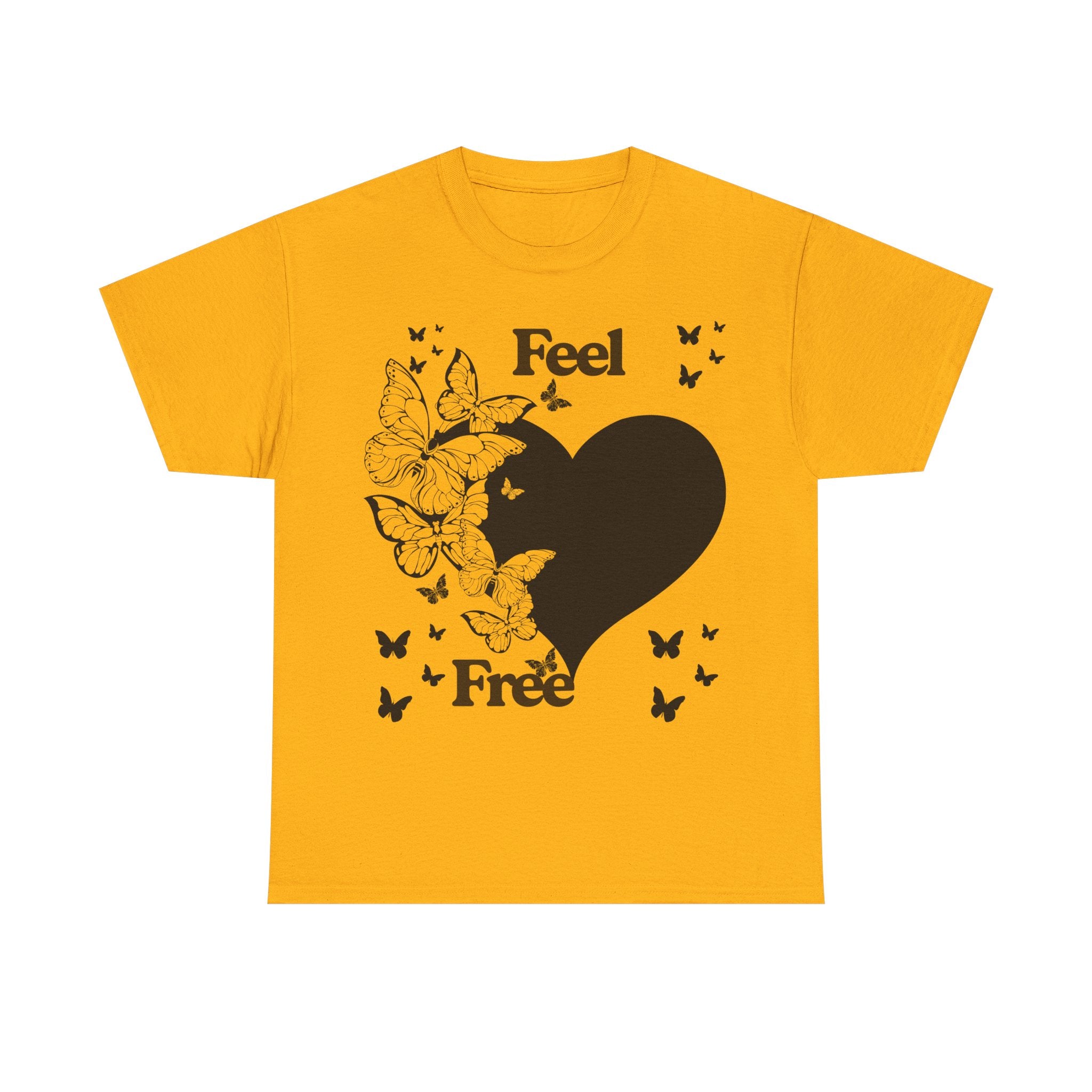 Butterfly Heart Unisex Heavy Cotton Tee, Feel Free Shirt, Nature Lover Gift, Casual Wear, Spring Fashion, Butterfly Design Tee