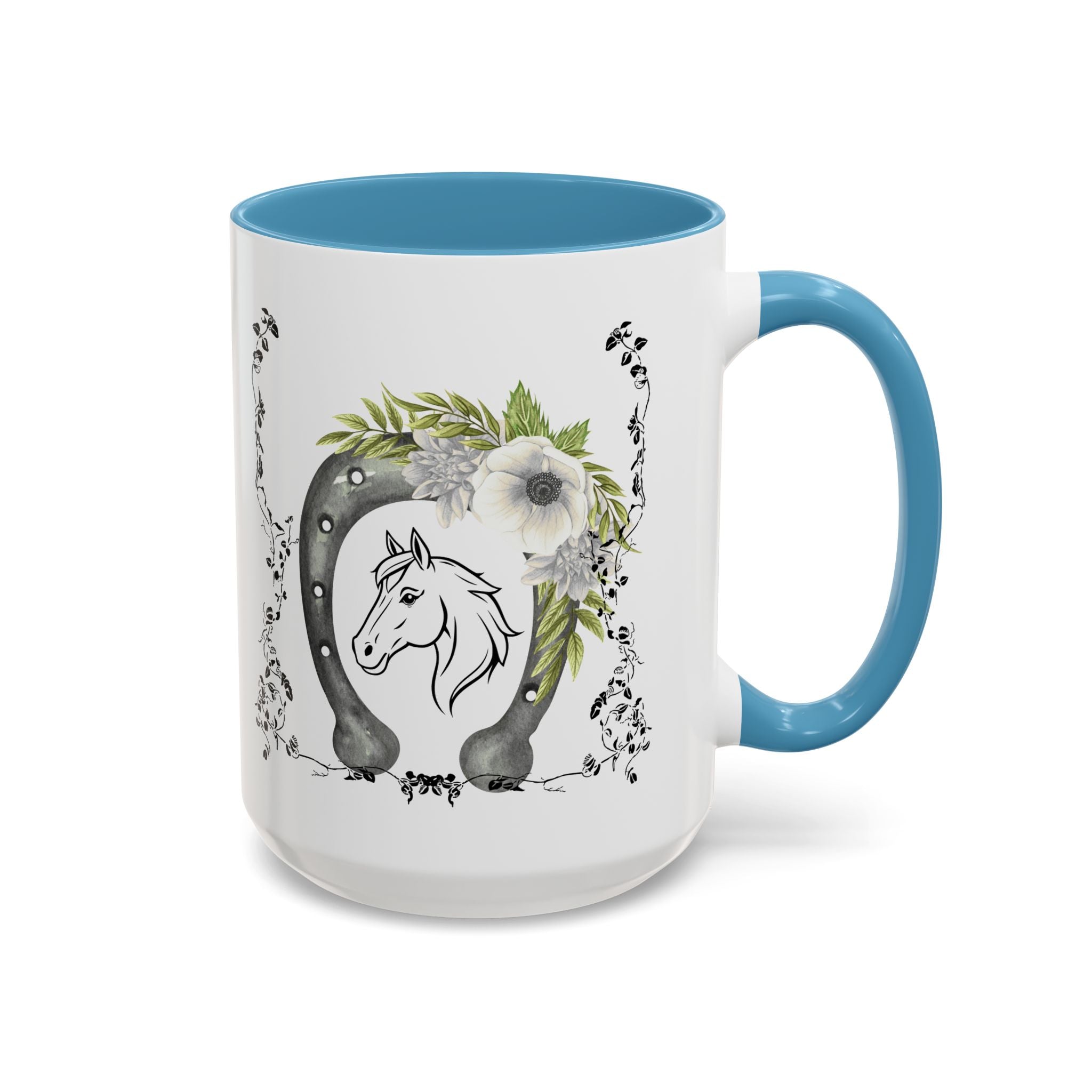 Personalized Floral Horseshoe Mug - Unique Gift for Horse Lovers, Cowgirl Theme, Farmhouse Decor, Wedding Favors, Custom Name Mug