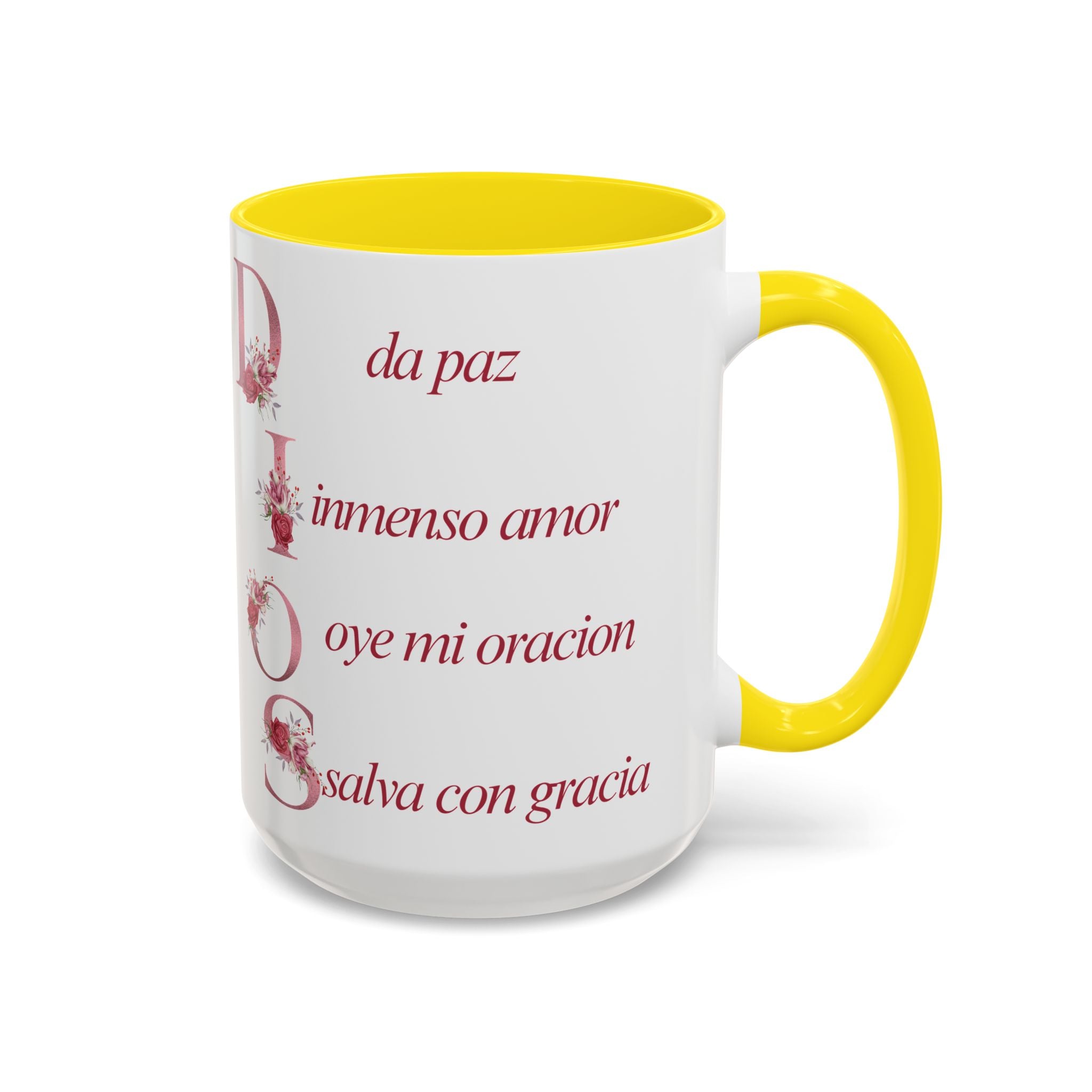 Inspirational Accent Coffee Mug with Floral Design - 11/15oz