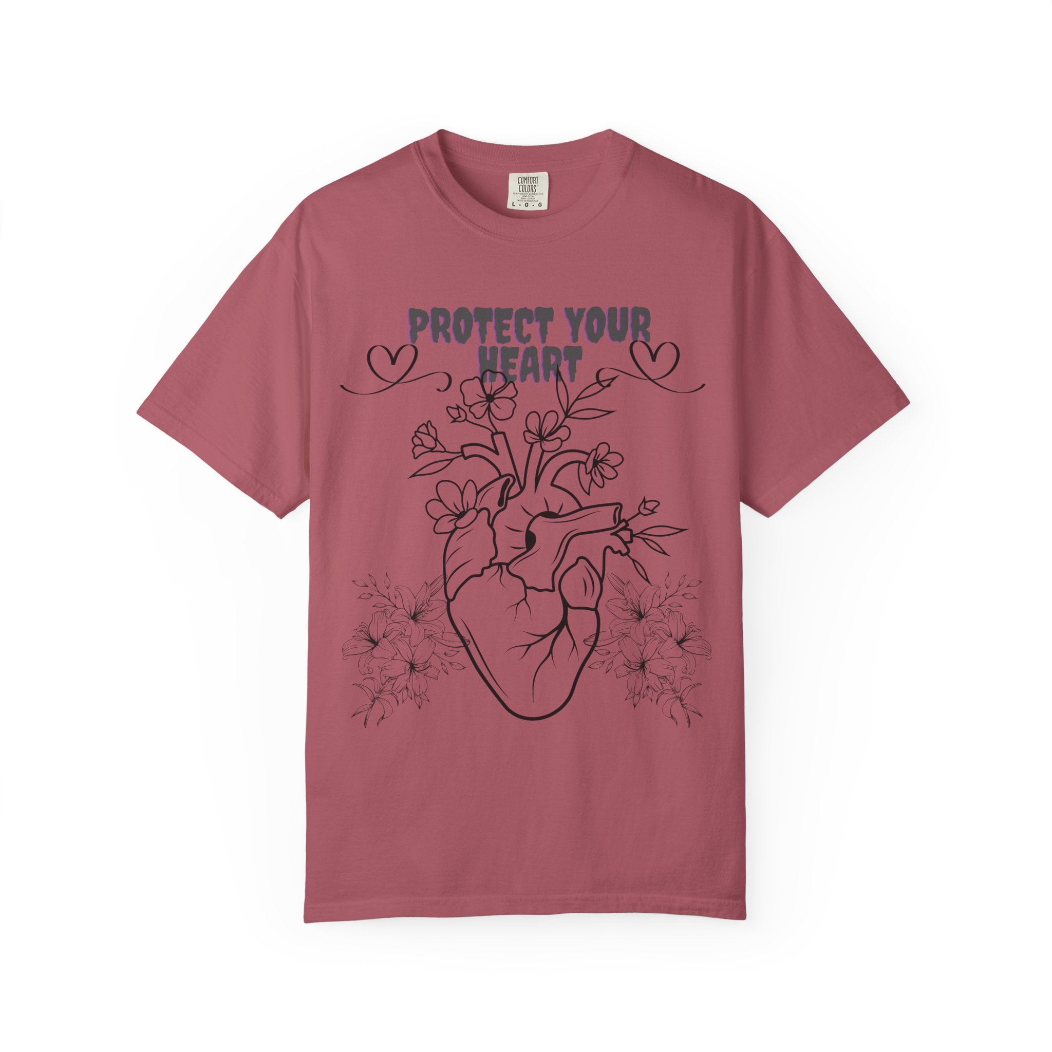Protect Your Heart T-Shirt | Unisex Garment-Dyed Tee for Self-Care, Mental Health Awareness, Gifts for Friends, Cute Casual Wear