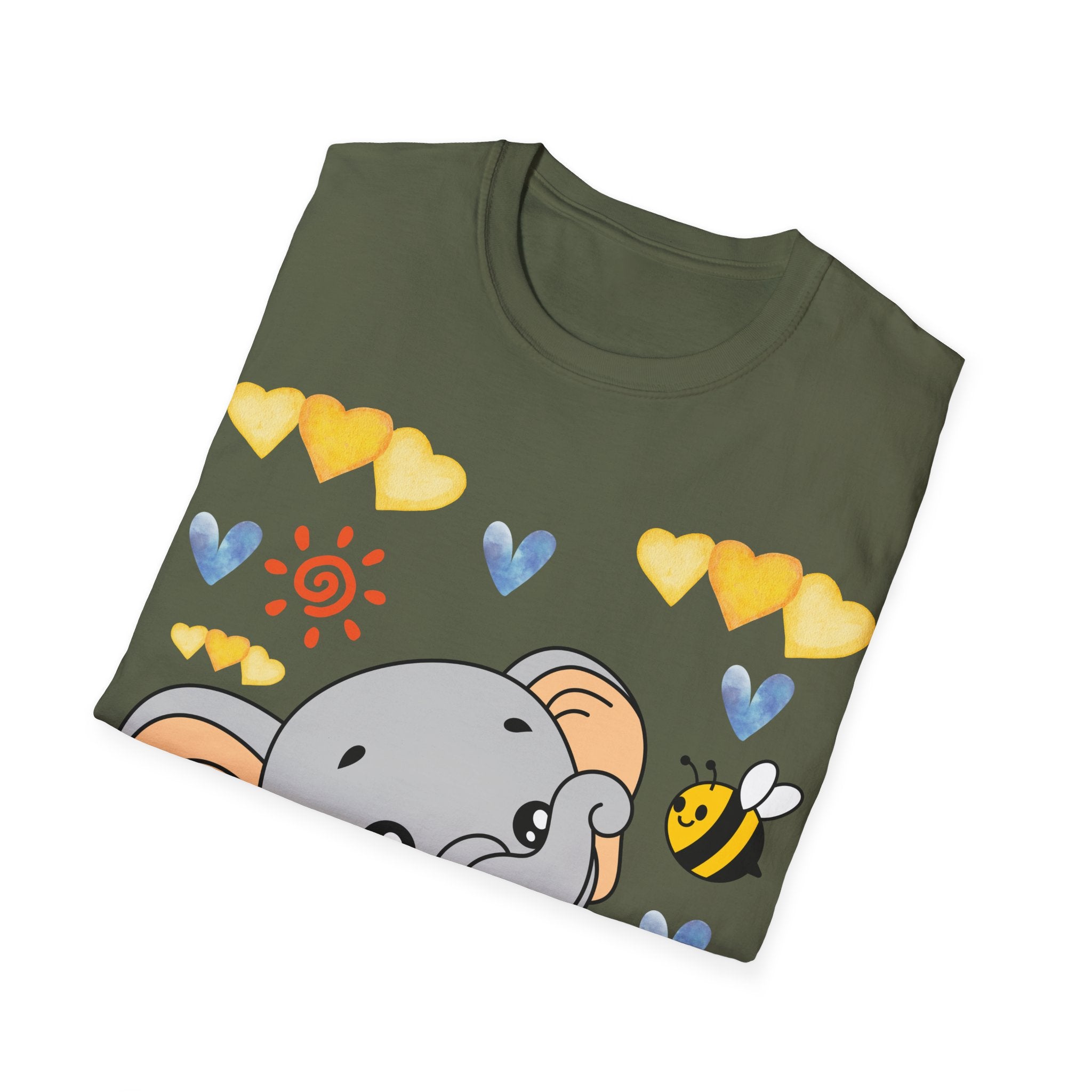 Cute Baby Elephant & Bee Tee — Kids Animal Graphic T-Shirt