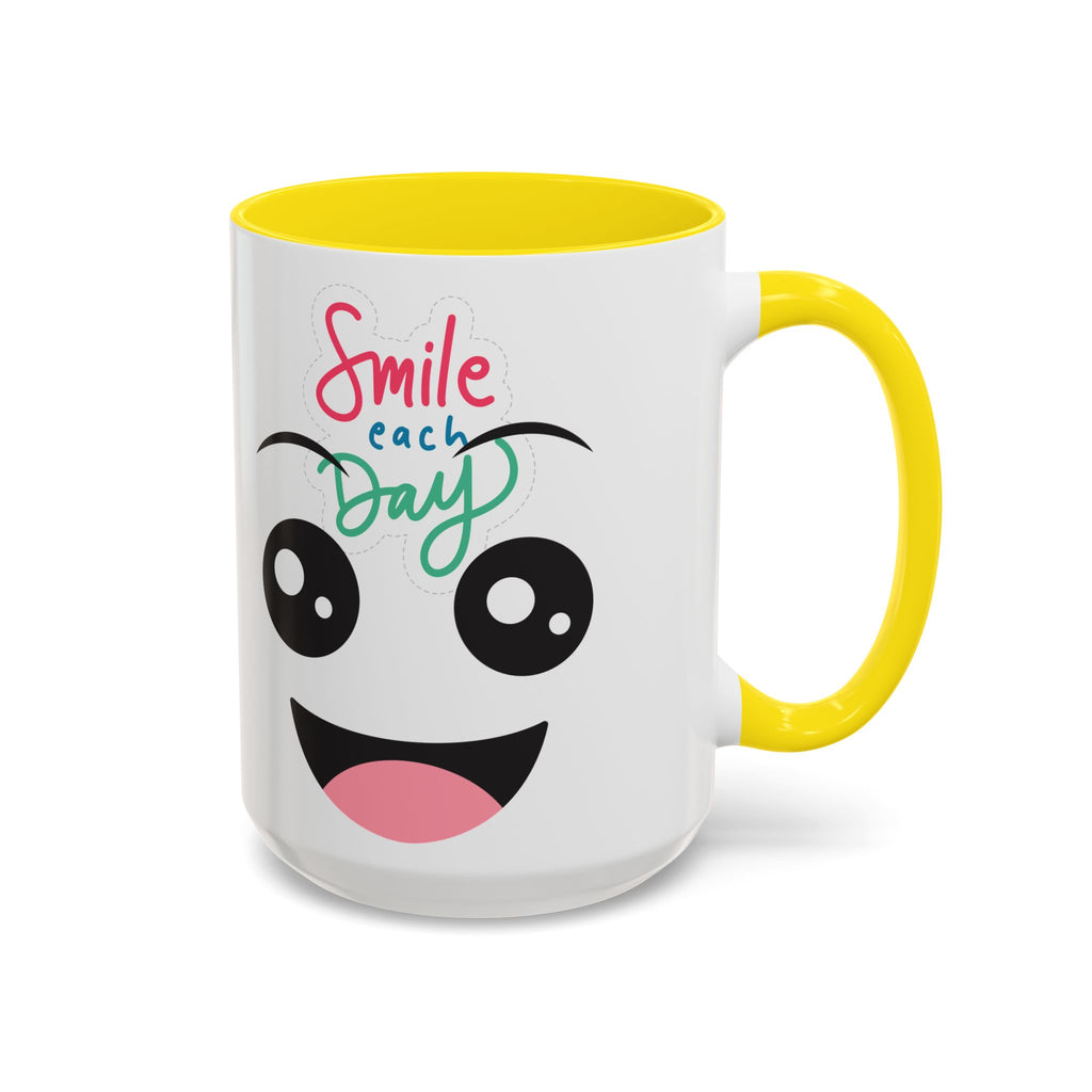 Smile Each Day Coffee Mug — Cute Cartoon Face Accent Mug (11/15oz)