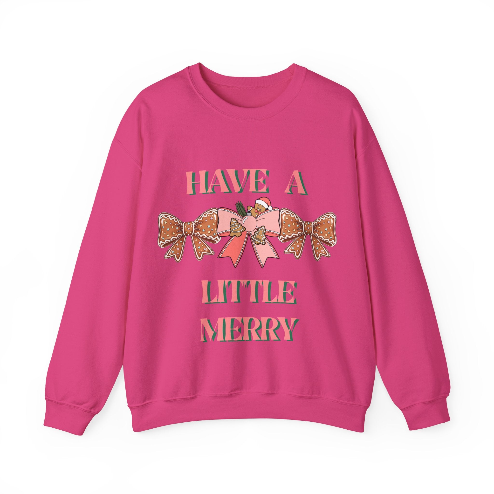 Have a Little Merry Crewneck Sweatshirt — Pink Holiday Bow Christmas Sweater
