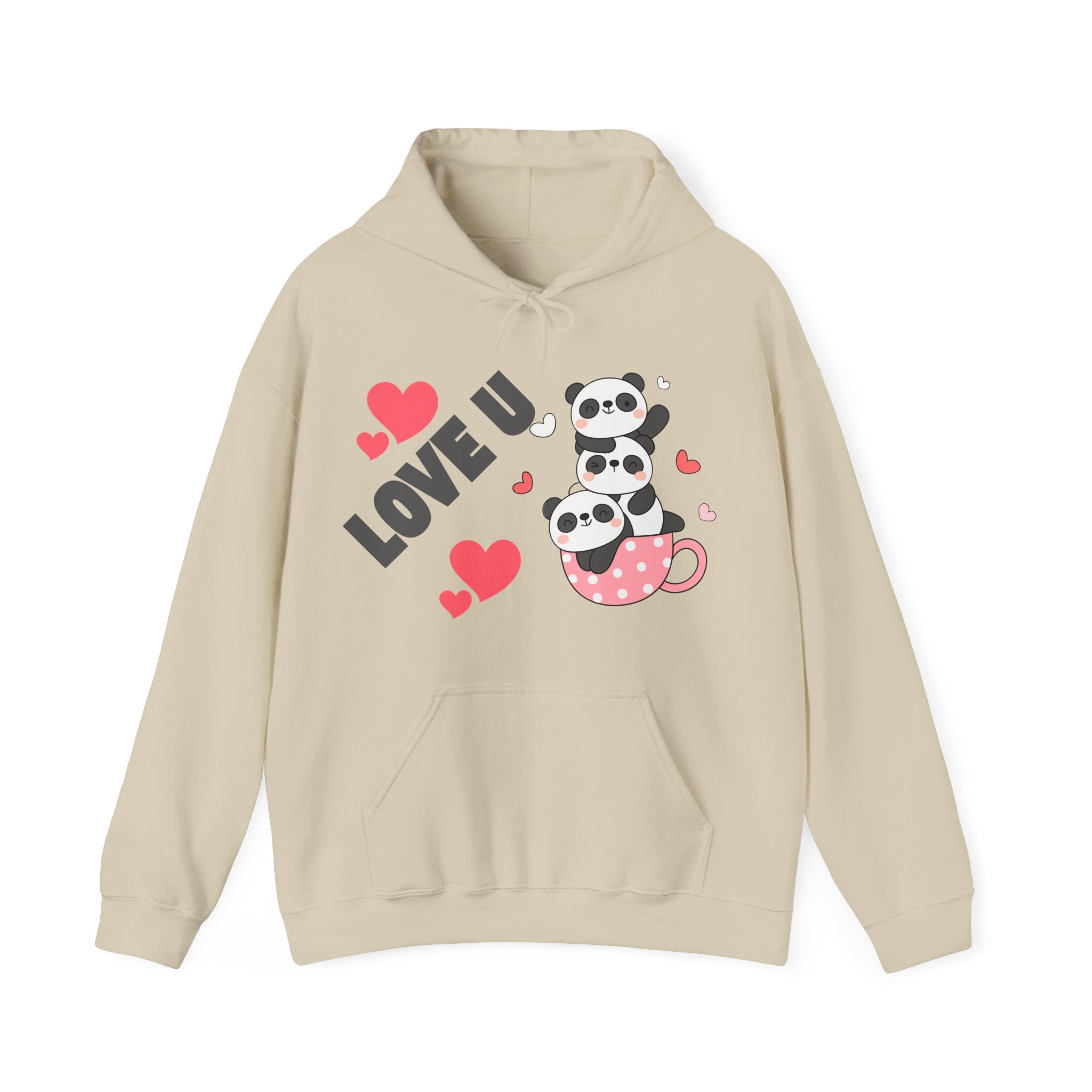 Cute Panda Love Hoodie for Couples, Valentine's Day Gift, Cozy Sweatshirt, Unisex Love Hoodie, Animal Lover Apparel, Cute Sweatshirt