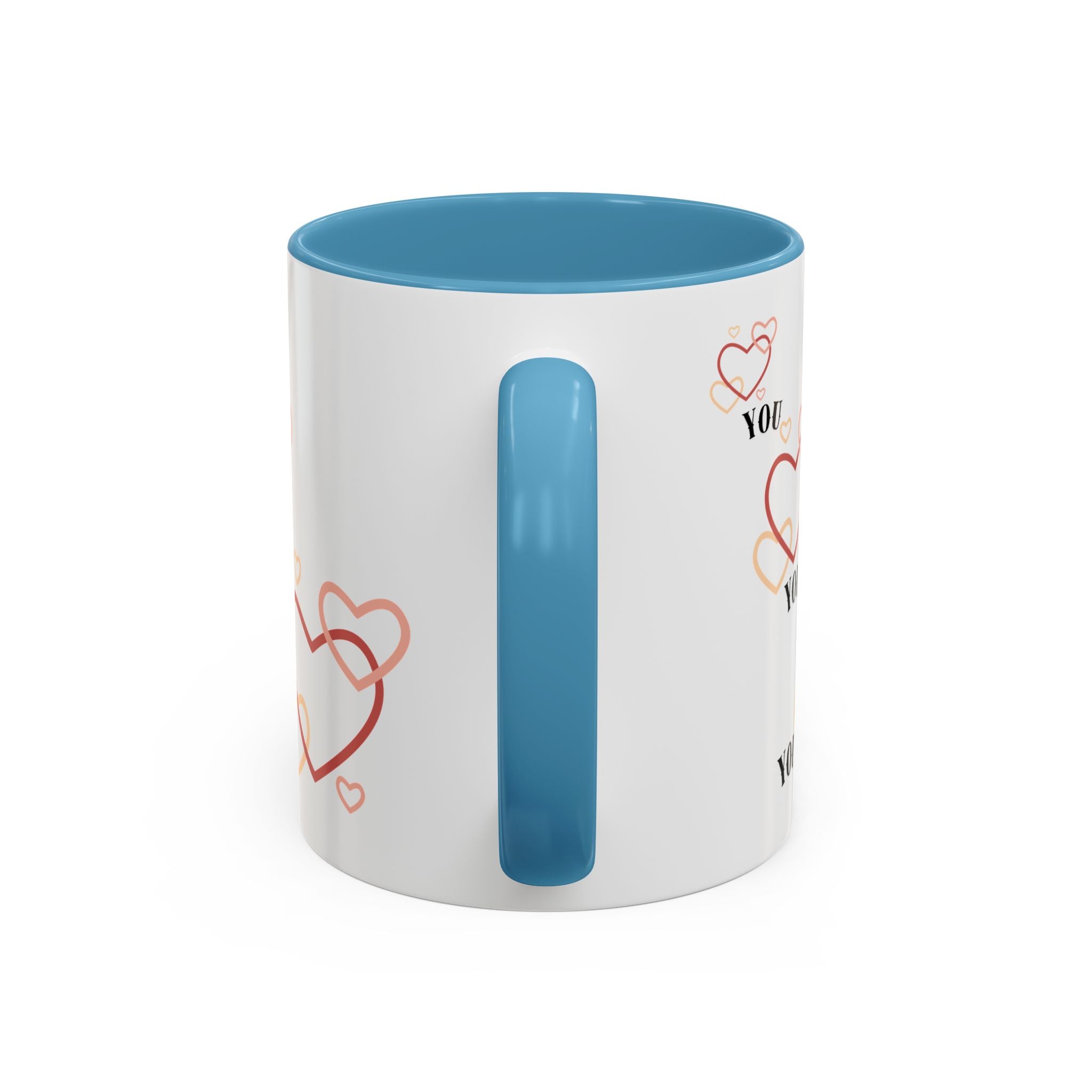 Love You Accent Coffee Mug, Valentine's Day Gift, Heart Mug, Cute Coffee Cup, Romantic Beverage Container