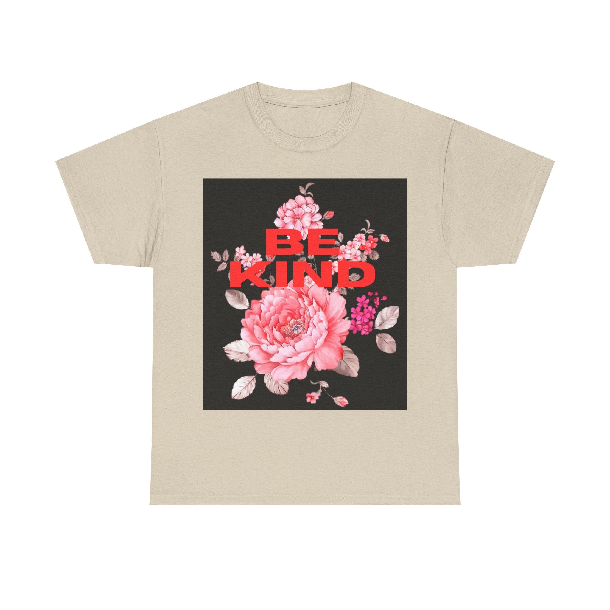 Unisex Heavy Cotton Tee - 'Be Kind' Floral Design, Motivational T-Shirt, Positive Vibes, Gifts for Friends, Casual Wear
