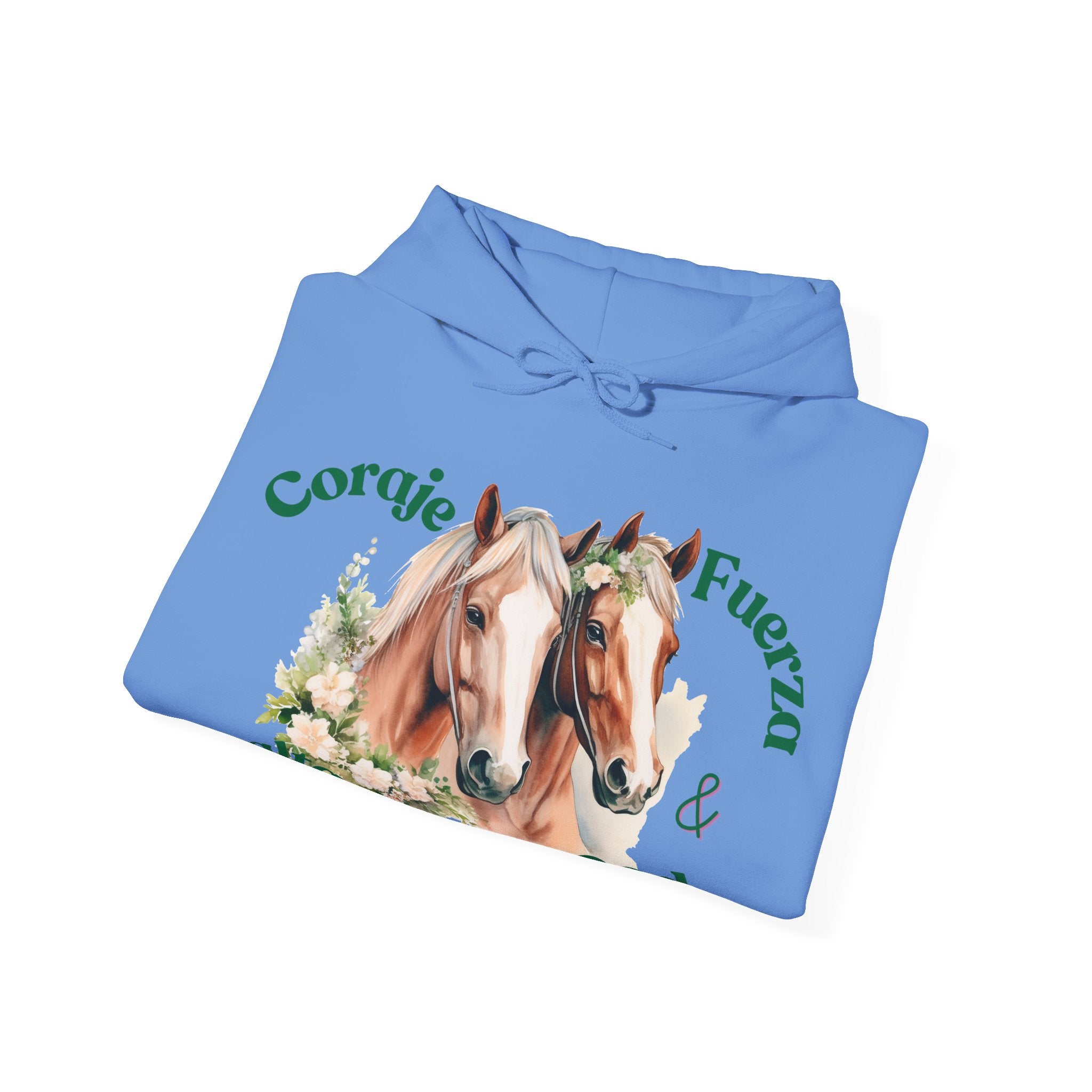 Equine Spirit Hooded Sweatshirt - Courage, Strength, Love, Gift for Horse Lovers, Cozy Wear, Equestrian Apparel, Motivational Sweatshirt