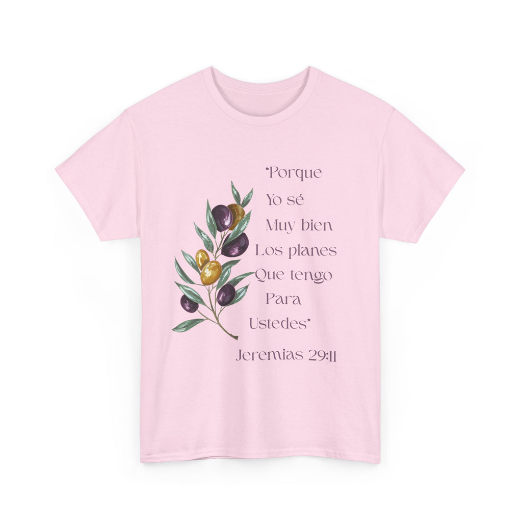 Olive Branch Scripture Tee — Jeremías 29:11 Spanish Floral Bible Verse T-Shirt