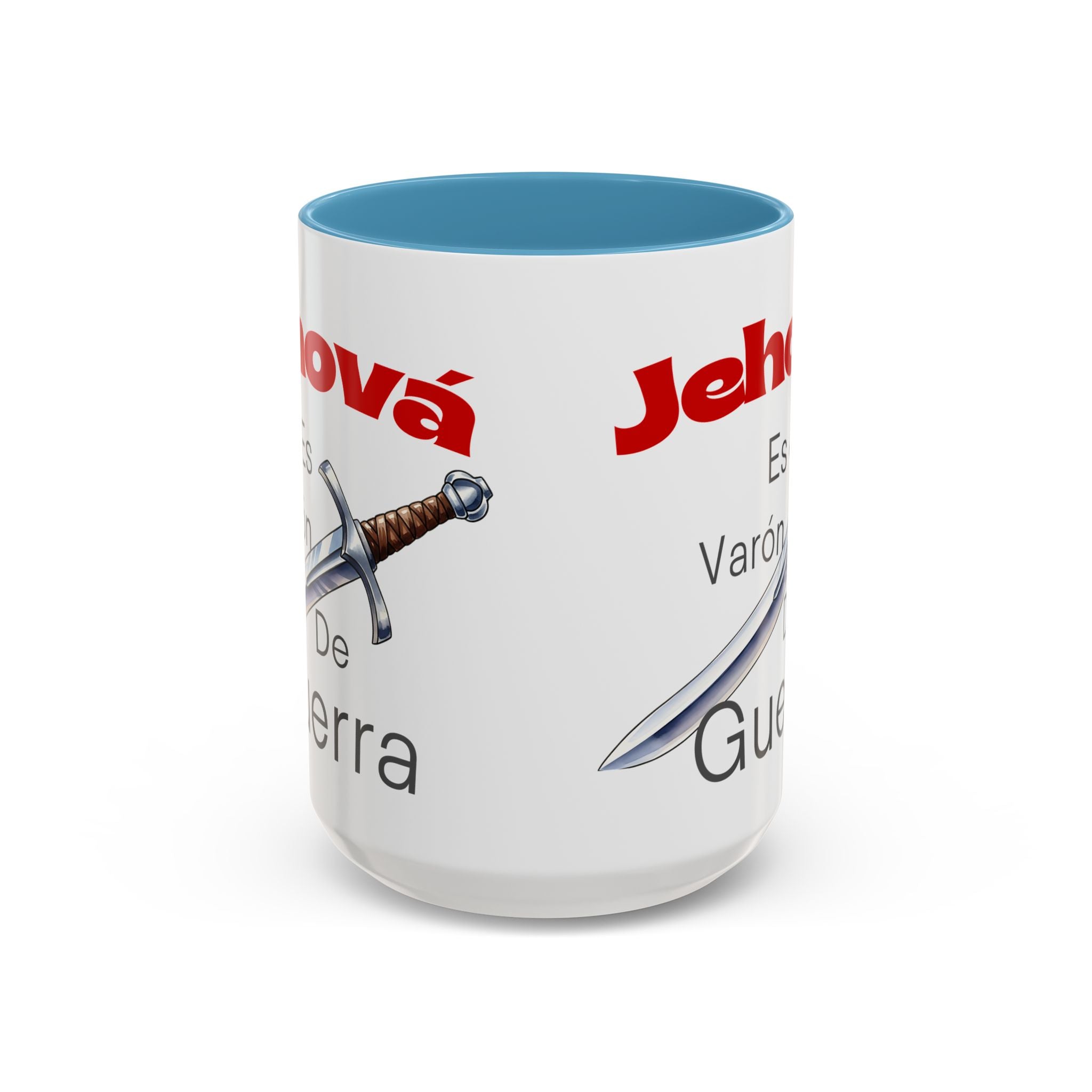 Jehovah Es Varón de Guerra Coffee Mug — Spanish Faith Sword Accent Mug (11/15oz)
