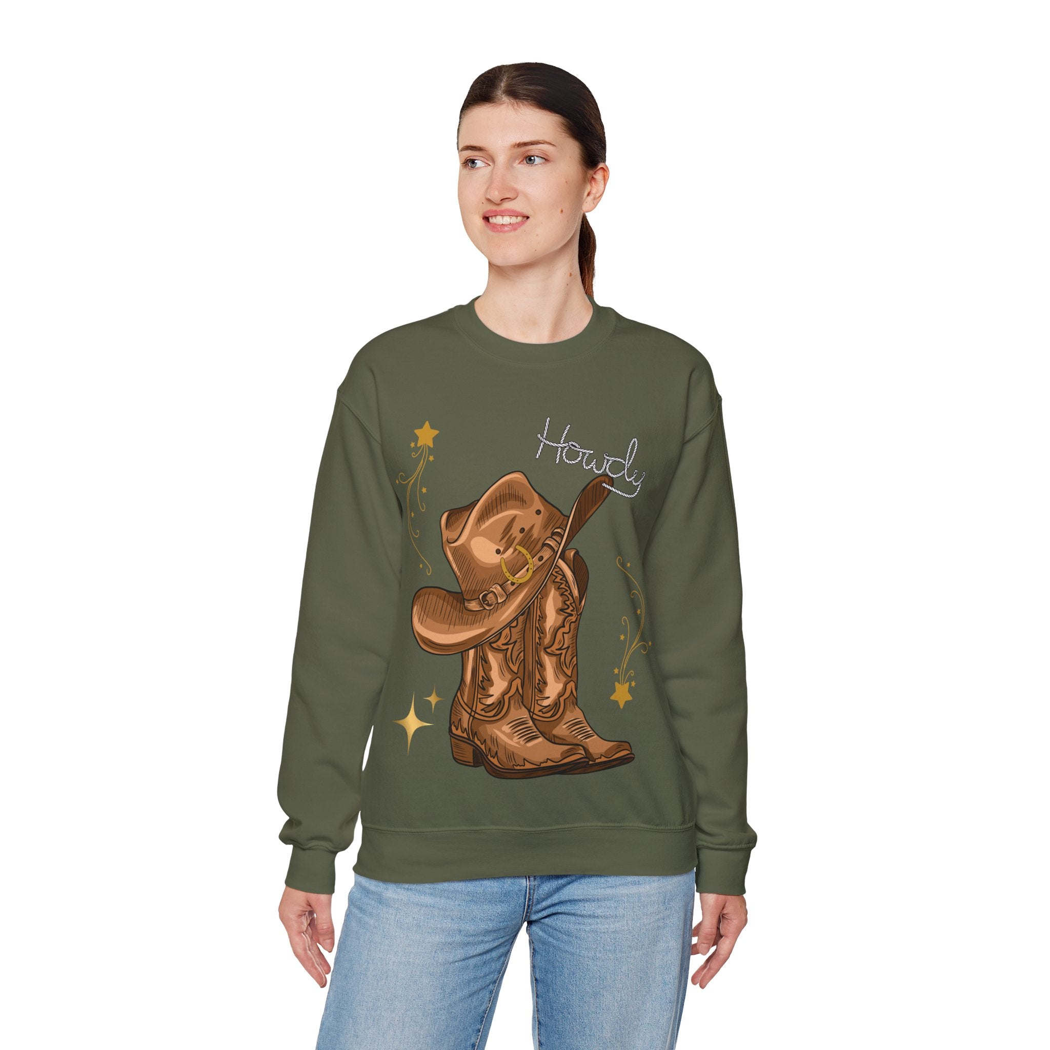 Howdy Cowboy Crewneck Sweatshirt | Unisex Sweatshirt, Western Apparel, Fall Fashion, Gift for Him/Her, Casual Wear