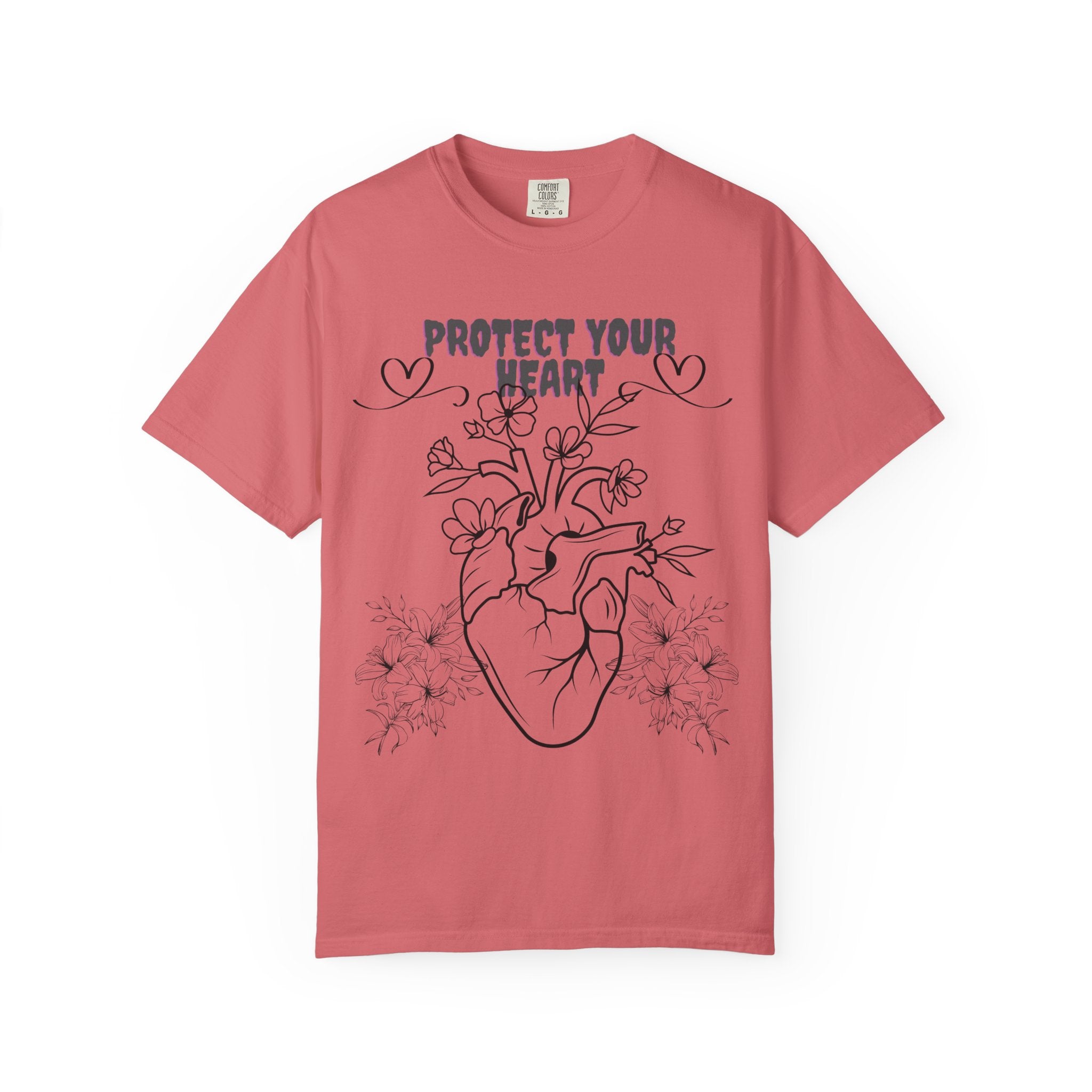 Protect Your Heart T-Shirt | Unisex Garment-Dyed Tee for Self-Care, Mental Health Awareness, Gifts for Friends, Cute Casual Wear
