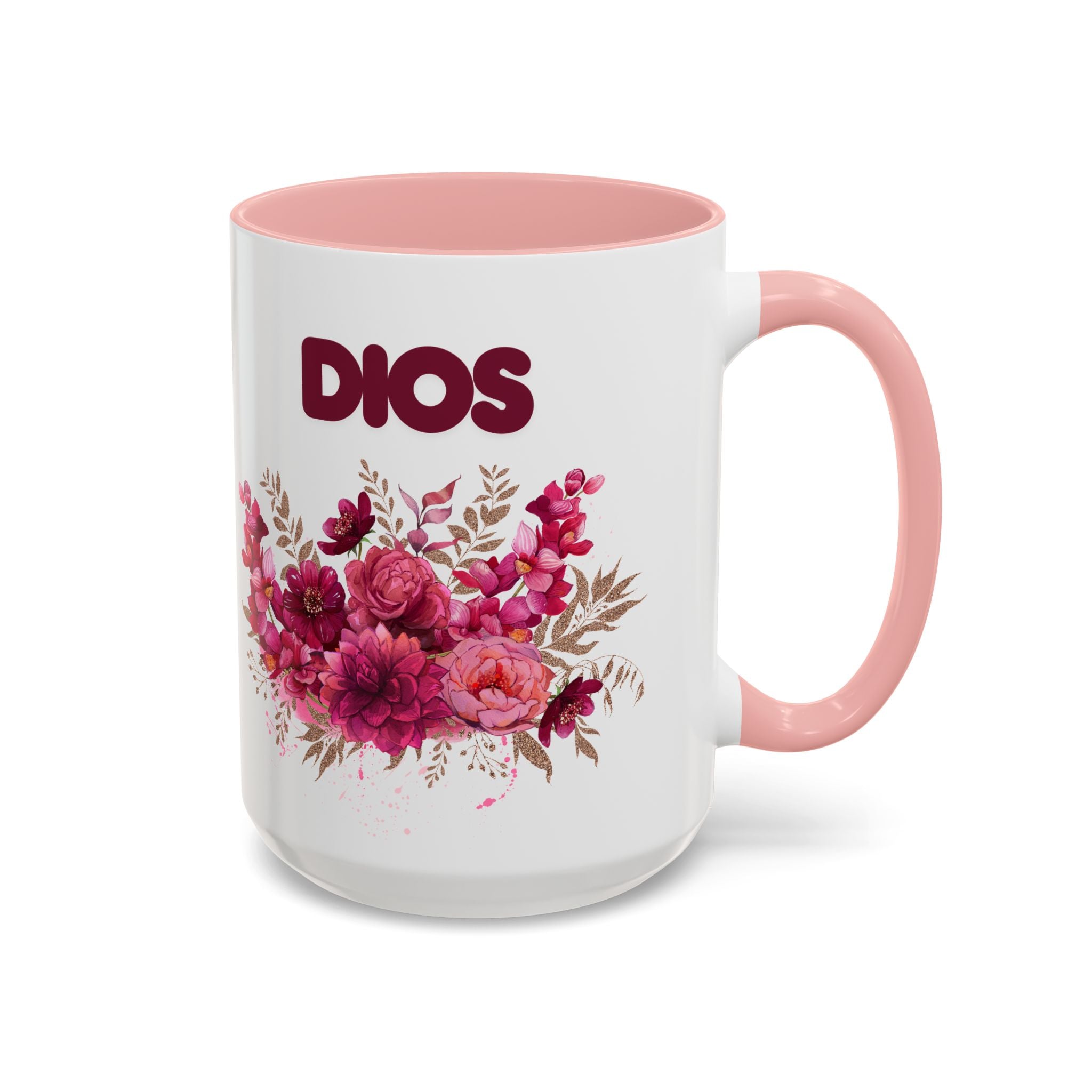 Dios Floral Accent Coffee Mug — 11/15oz Inspirational Christian Tea Cup
