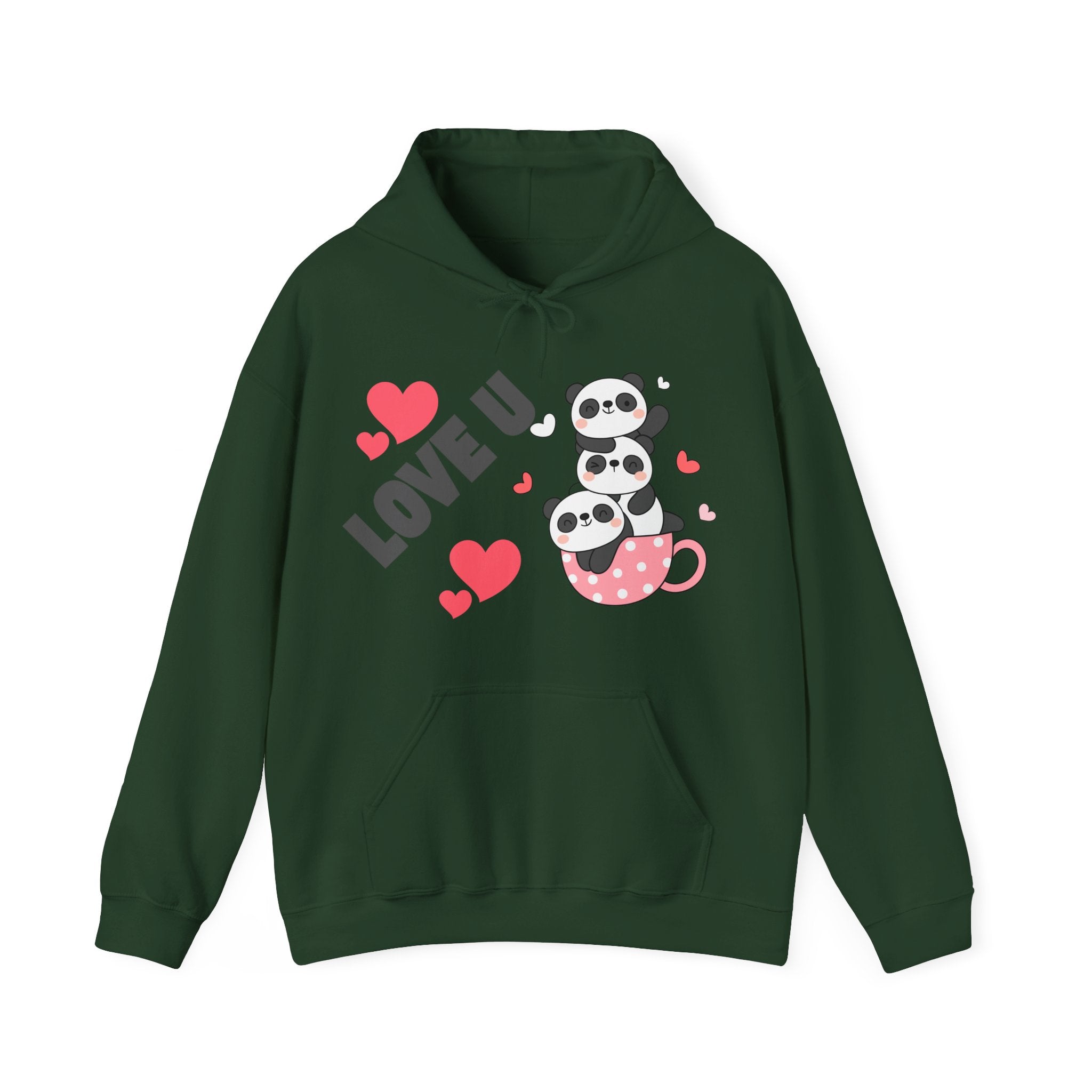 Cute Panda Love Hoodie for Couples, Valentine's Day Gift, Cozy Sweatshirt, Unisex Love Hoodie, Animal Lover Apparel, Cute Sweatshirt