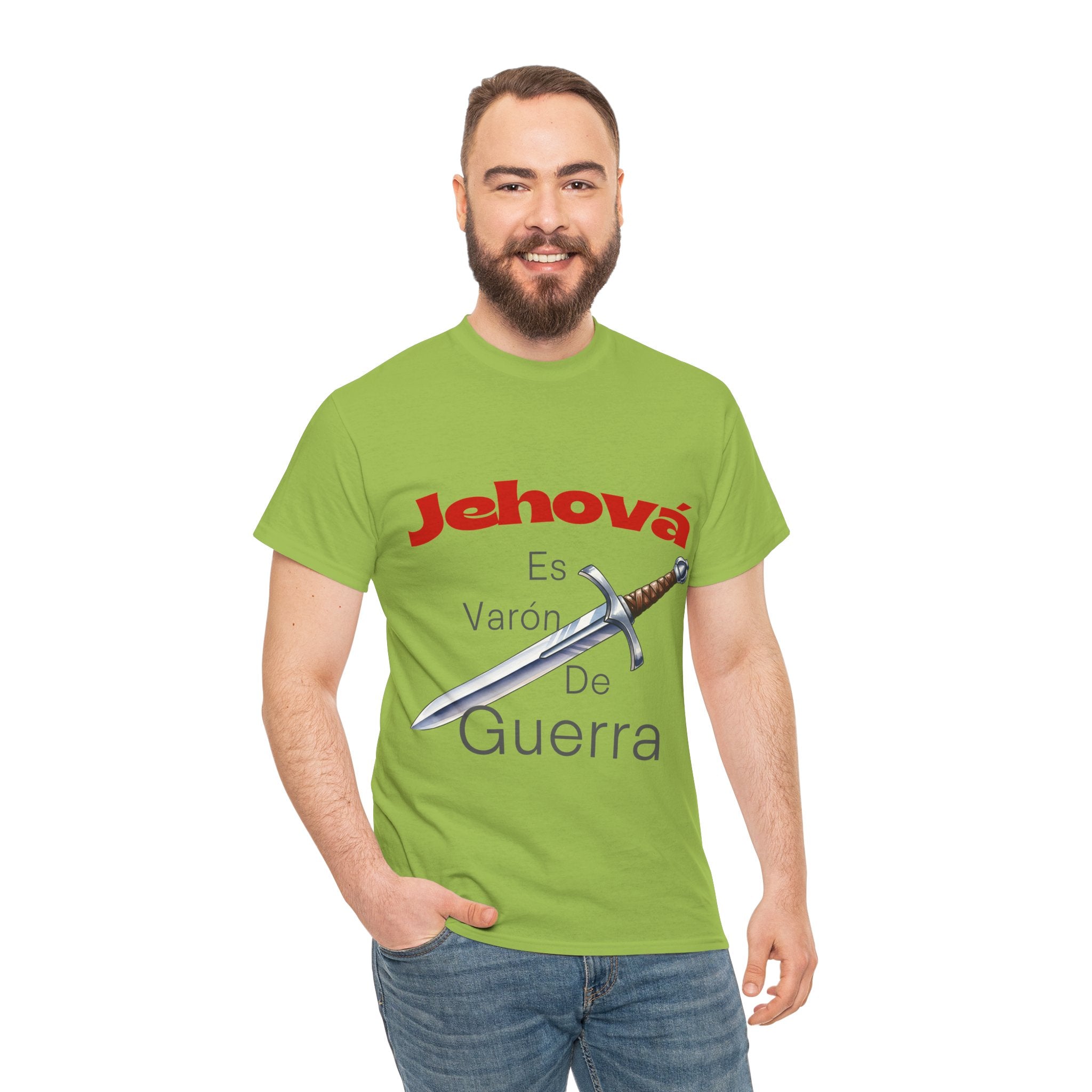 Jehová Es Varón De Guerra T-Shirt — Spanish Christian Sword Design