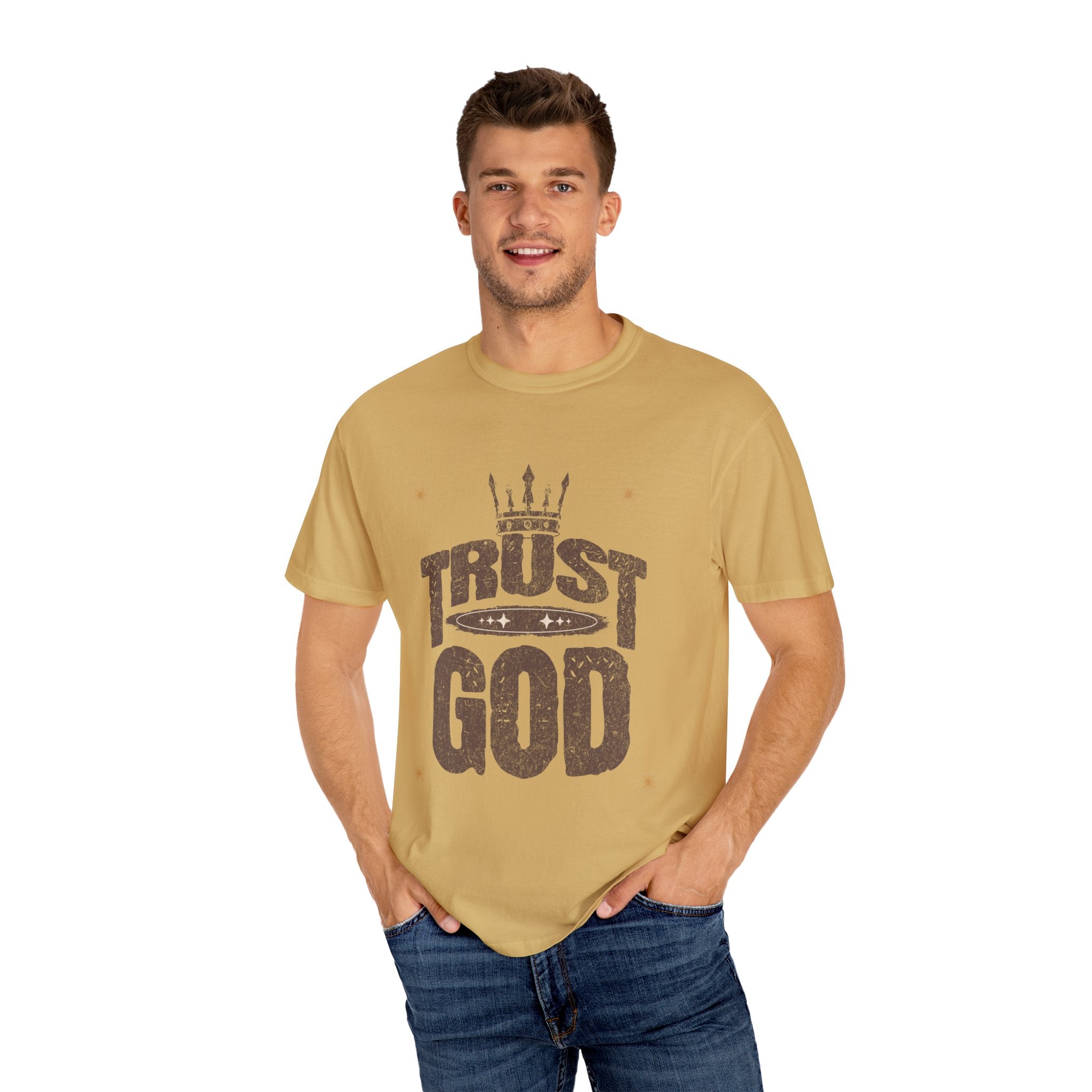Trust God Unisex Garment-Dyed T-Shirt, Inspirational Tee, Faith-Based Apparel, Casual Wear, Christian Gift