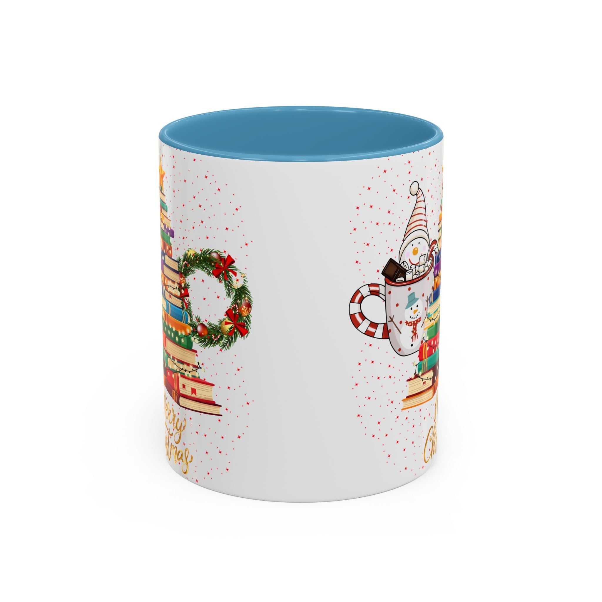 Christmas Book Tree Coffee Mug — Merry Christmas Accent Mug (11/15oz)
