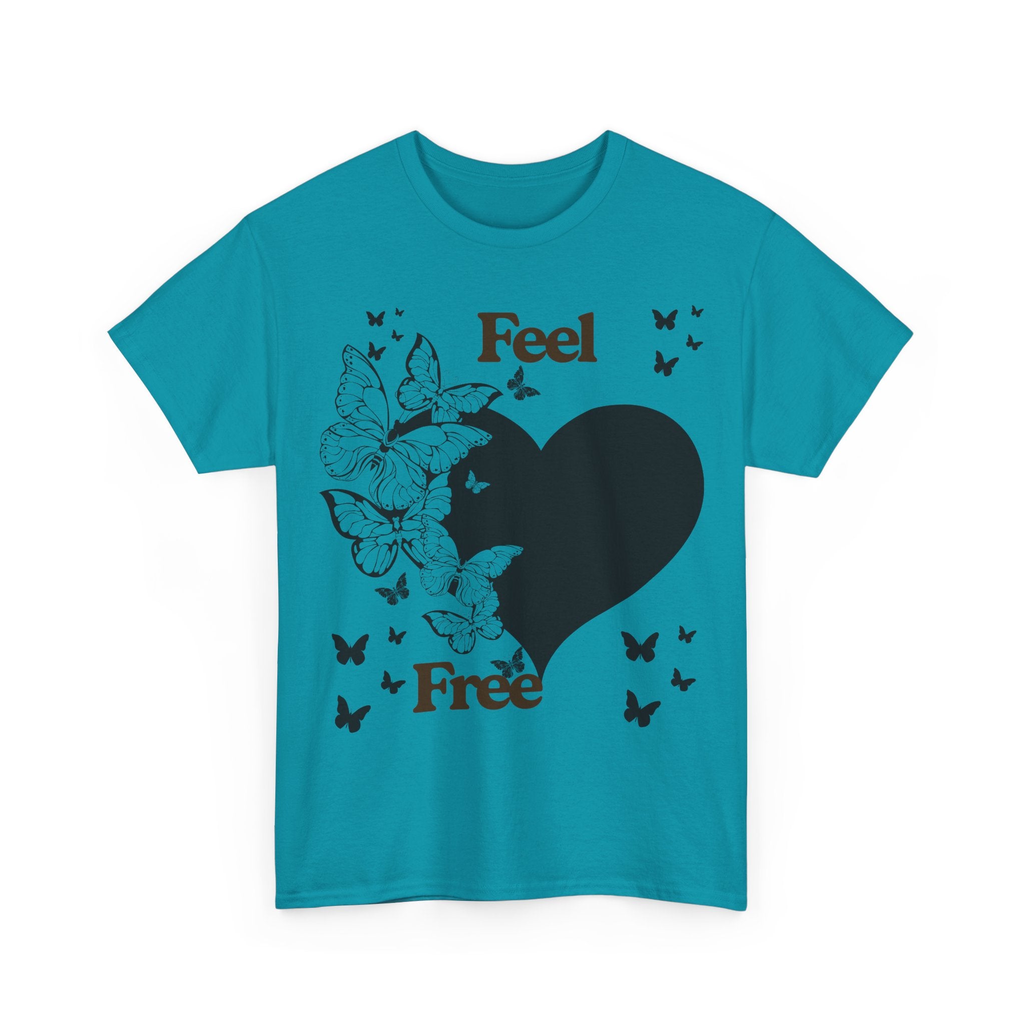 Butterfly Heart Unisex Heavy Cotton Tee, Feel Free Shirt, Nature Lover Gift, Casual Wear, Spring Fashion, Butterfly Design Tee
