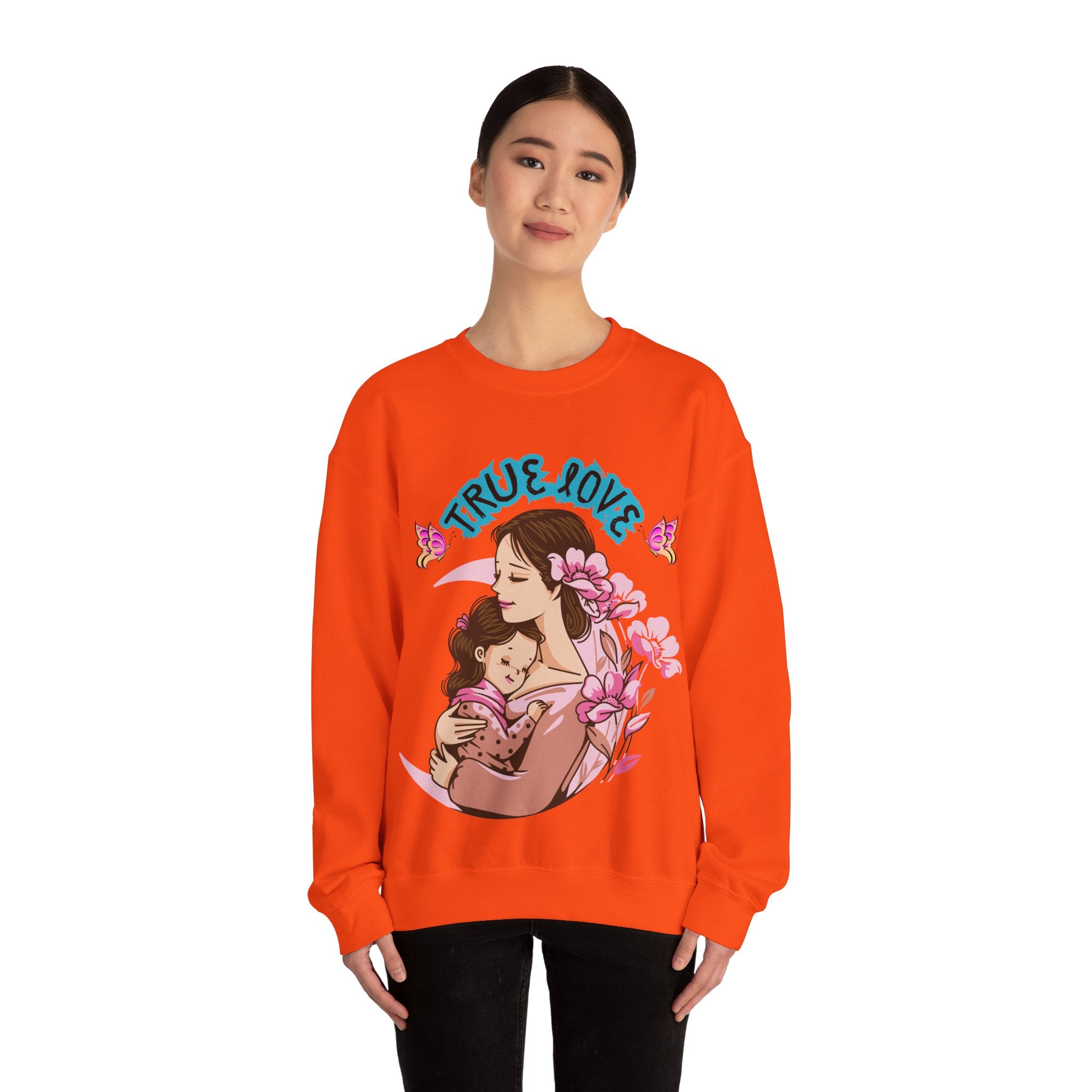 True Love Crewneck Sweatshirt | Family Gift, Mother's Day Apparel, Cozy Sweatshirt, Comfort Wear, Floral Design