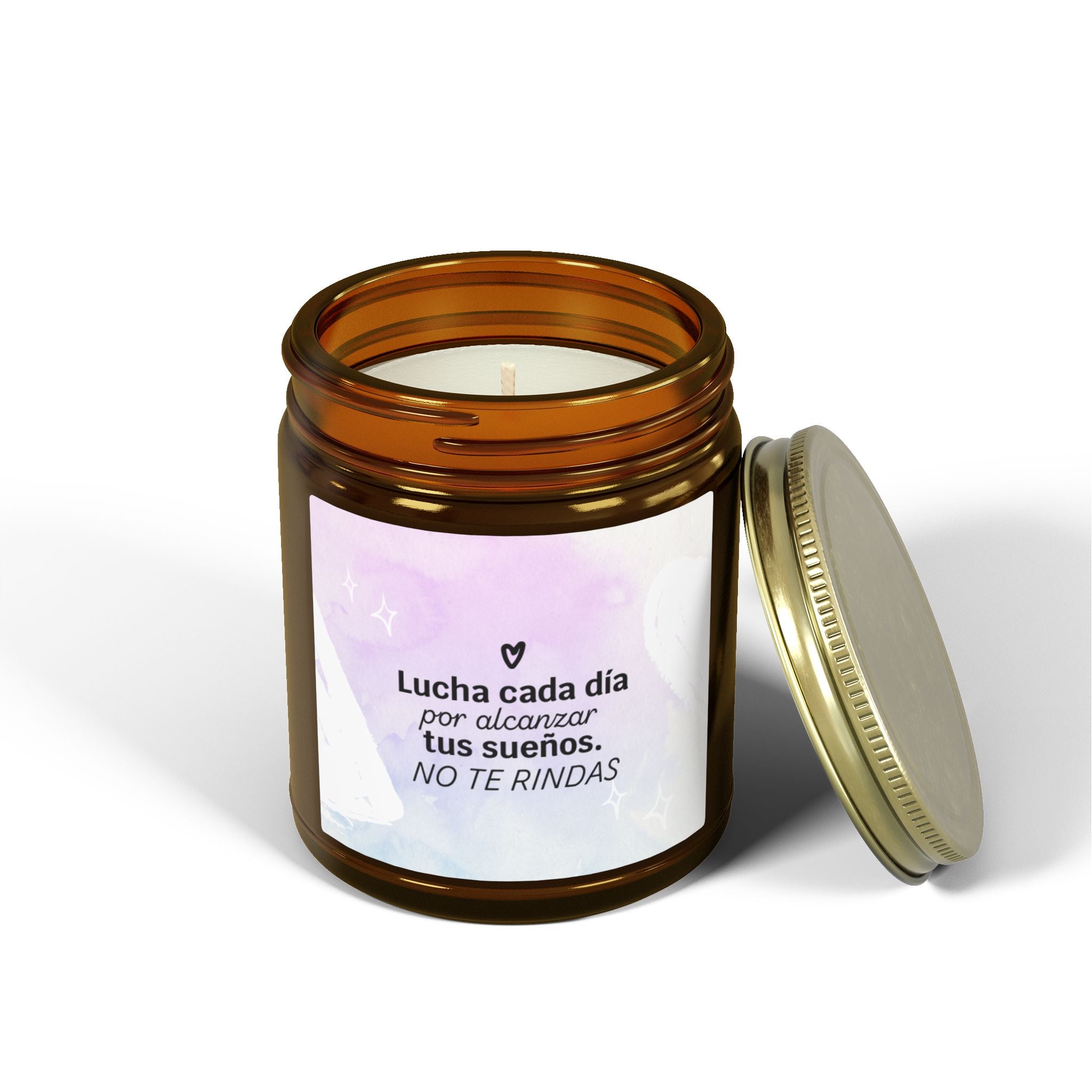 Motivational Spanish Scented Candle — Coconut Apricot (4oz/9oz) — "Lucha cada día... NO TE RINDAS"