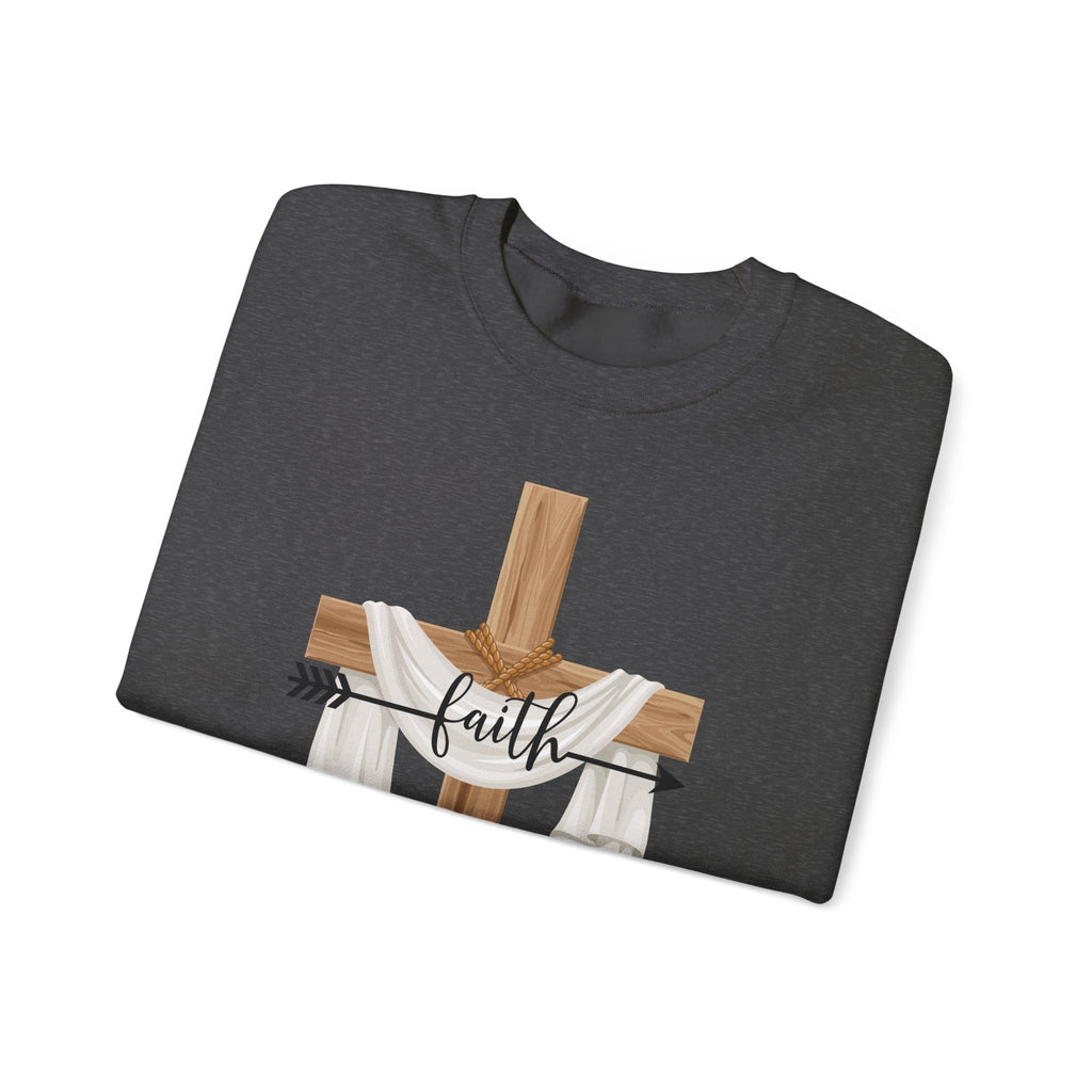 Faith Cross Crewneck Sweatshirt — Easter Lily Christian Pullover