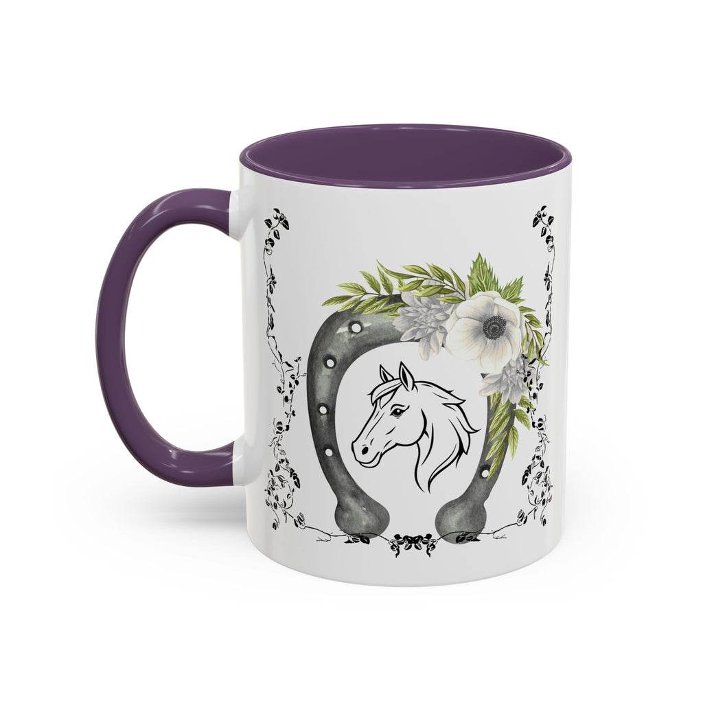 Personalized Floral Horseshoe Mug - Unique Gift for Horse Lovers, Cowgirl Theme, Farmhouse Decor, Wedding Favors, Custom Name Mug