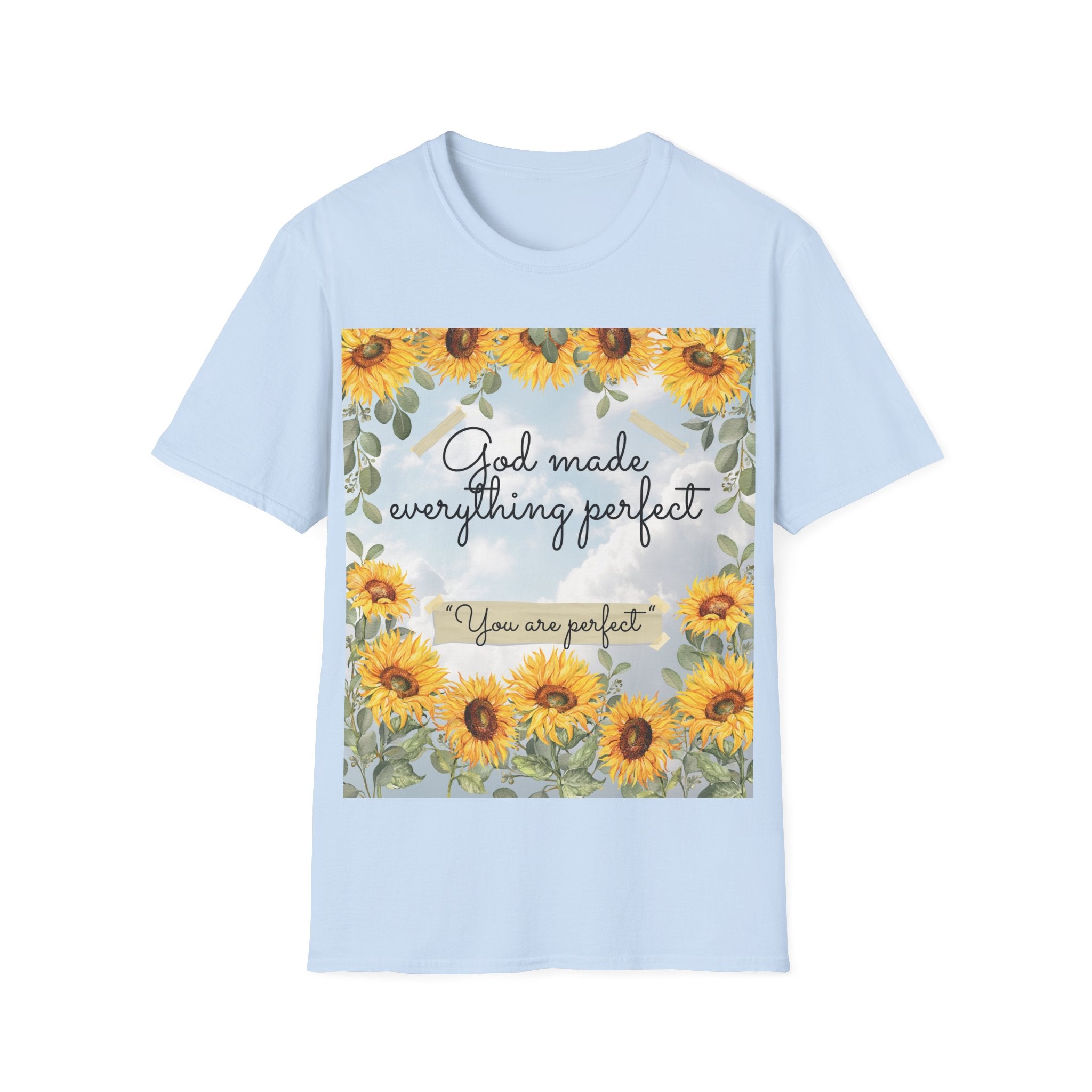 God Made Everything Perfect Sunflower T-Shirt, Inspirational Tee, Gift for Her, Positive Affirmation Apparel, Summer Style, [...]