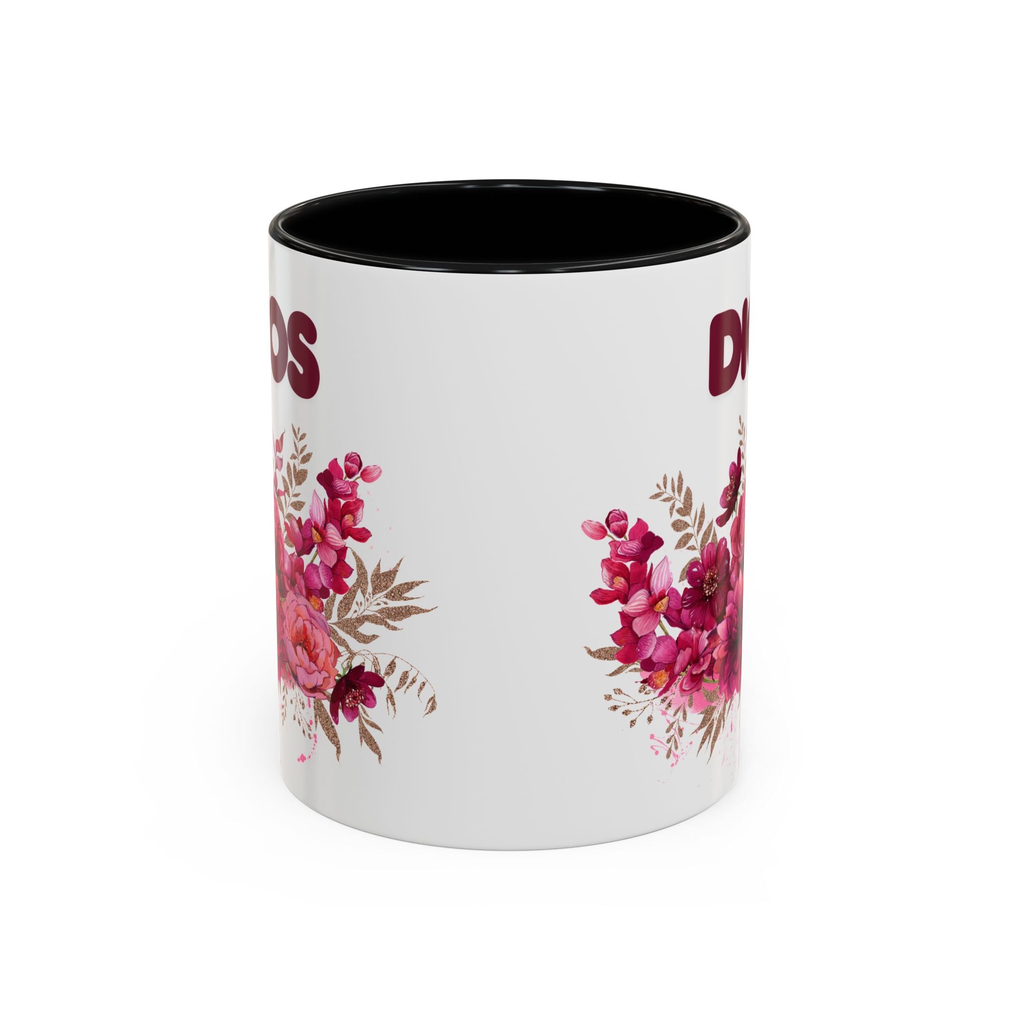 Dios Floral Accent Coffee Mug — 11/15oz Inspirational Christian Tea Cup
