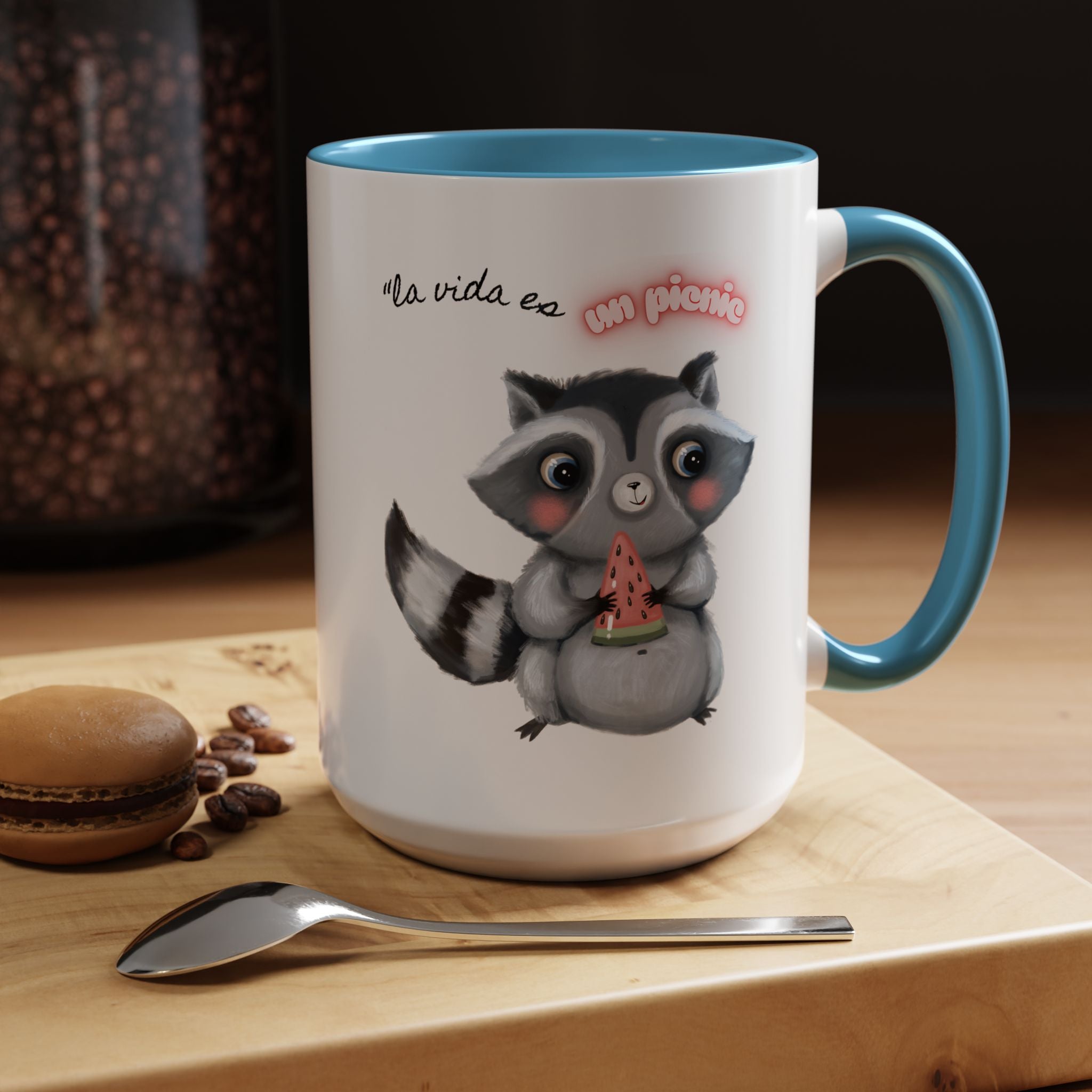 Raccoon-Themed Accent Coffee Mug | Cute Animal Mug for Home, Gift for Coffee Lovers, Nature Lovers, Birthday, Celebrate Life