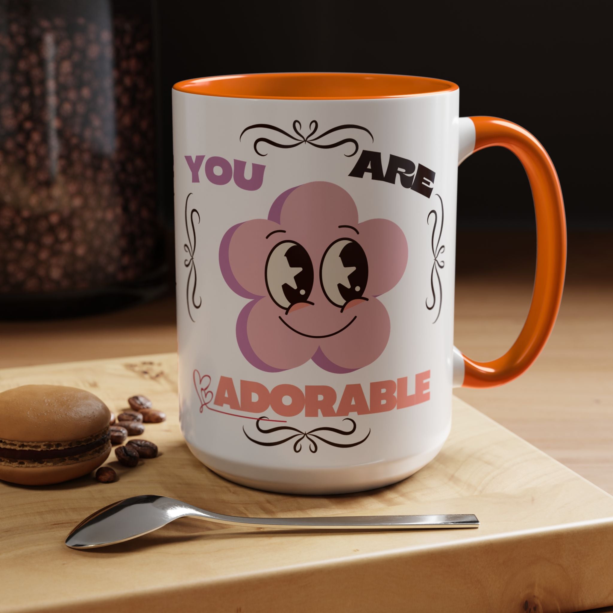 You Are Adorable Coffee Mug — Cute Pink Flower Accent Mug (11/15oz)