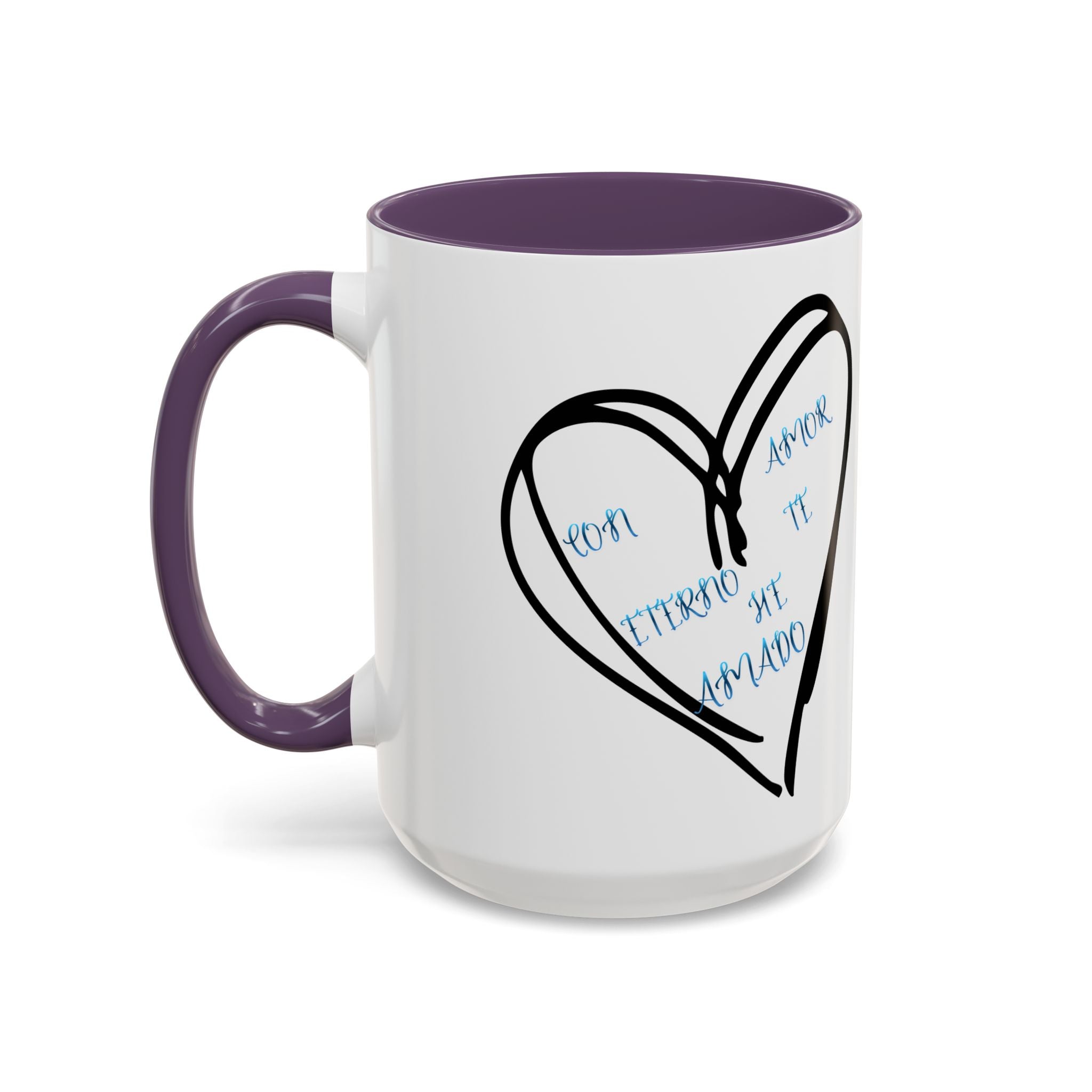 Coffee Mug - Hand-Drawn Heart with Spanish 'Por Amor Te He Amado' Accent