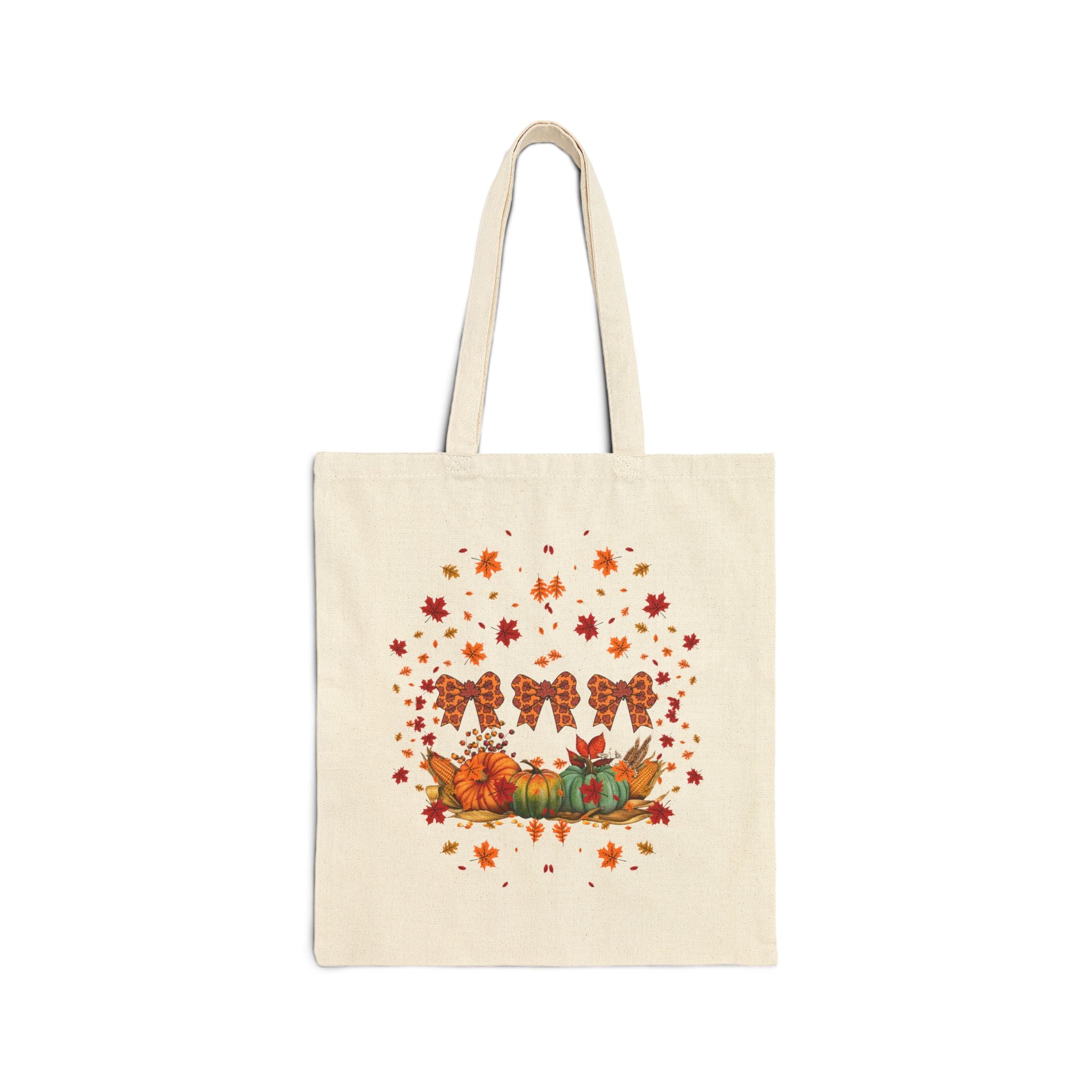 Autumn Floral Cotton Canvas Tote Bag, Eco-Friendly Shopping Bag, Fall Gift, Reusable Grocery Bag, Casual Tote for Every Occasion