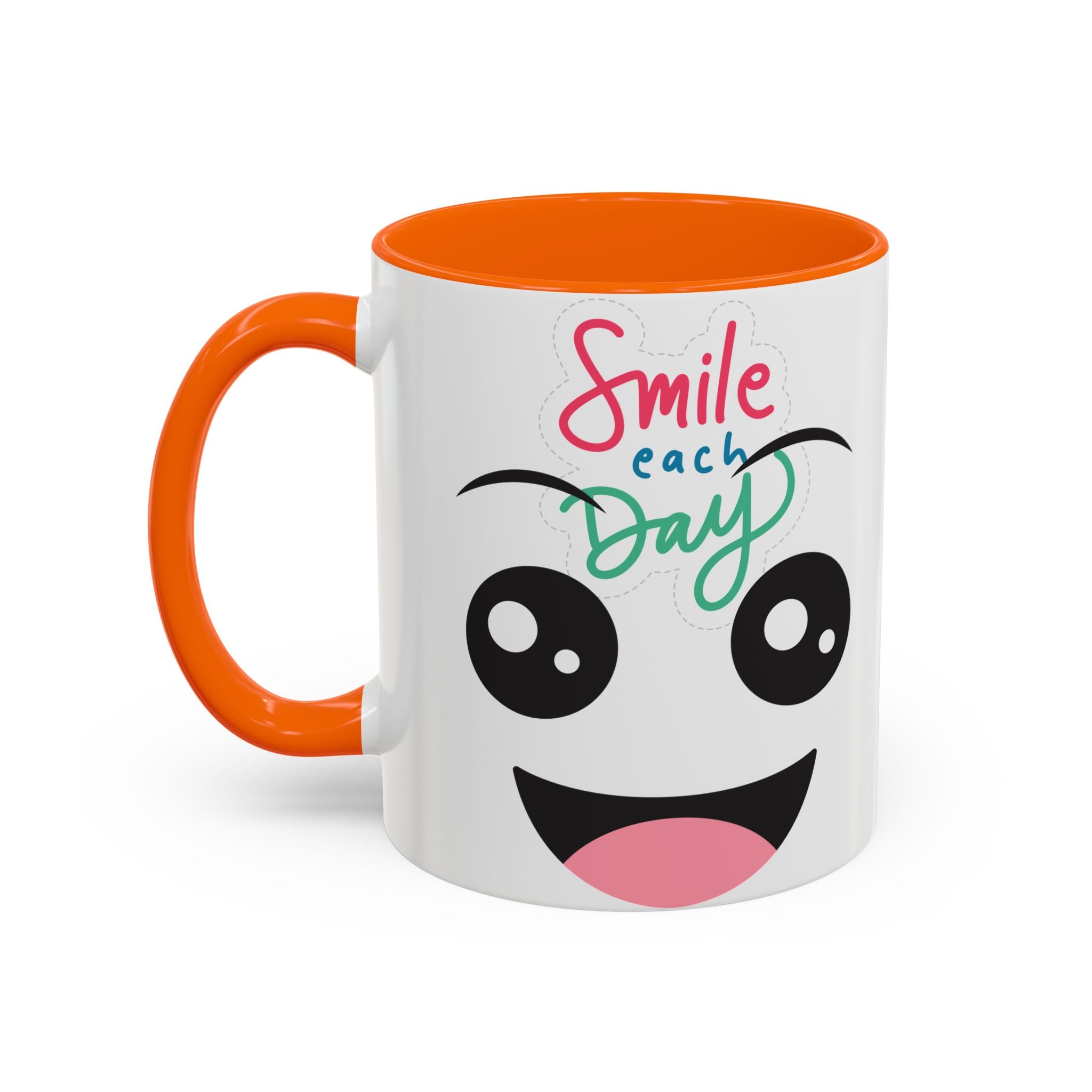 Smile Each Day Coffee Mug — Cute Cartoon Face Accent Mug (11/15oz)