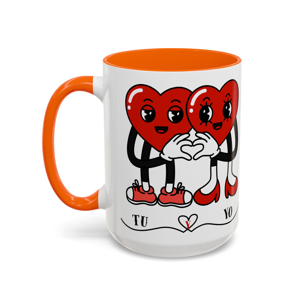 Valentine Heart Couple Coffee Mug – "Tu y Yo" Cute Romantic Accent Mug