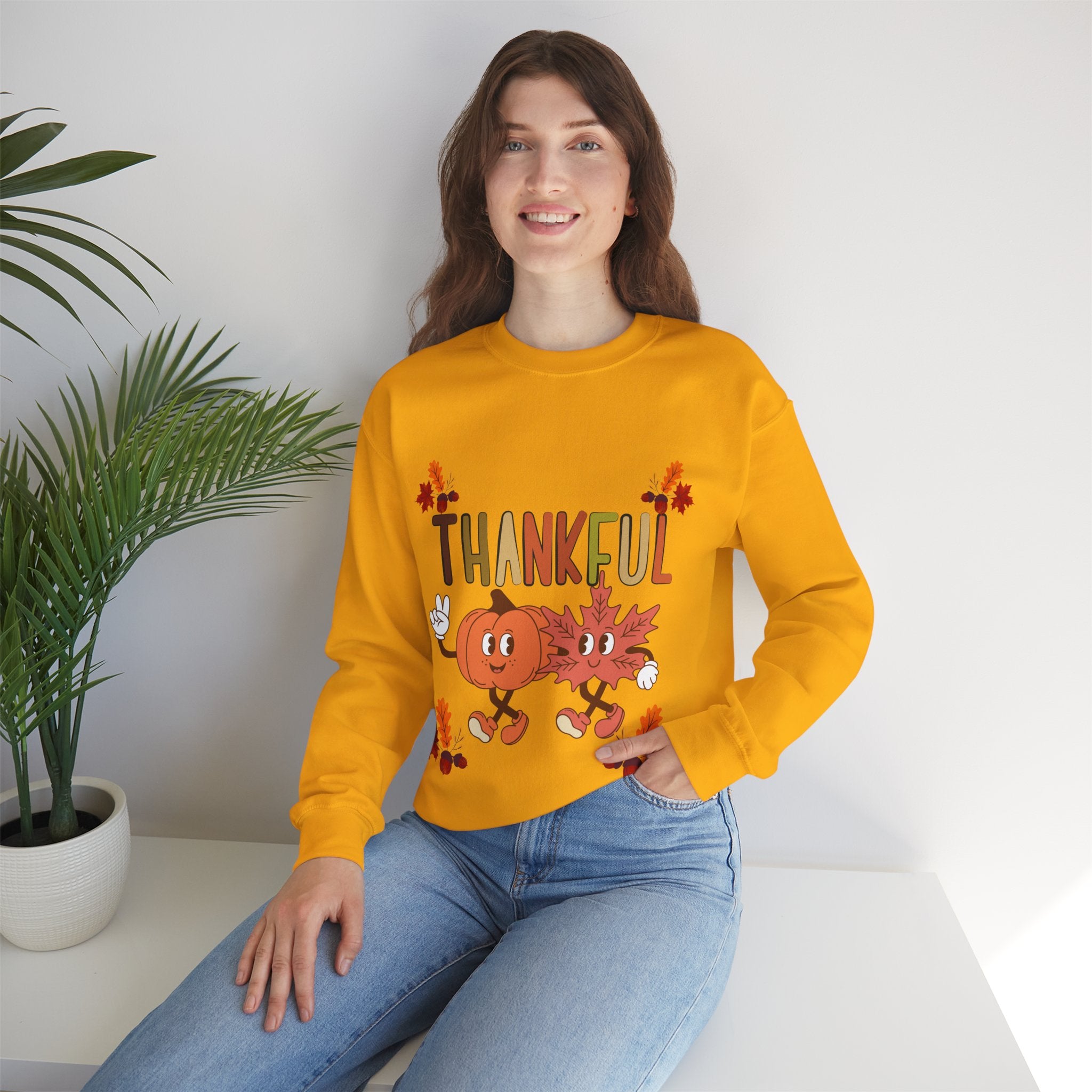 Thankful Autumn Crewneck Sweatshirt, Cozy Fall Sweater, Unisex Sweatshirt, Thanksgiving Gift, Cute Seasonal Apparel