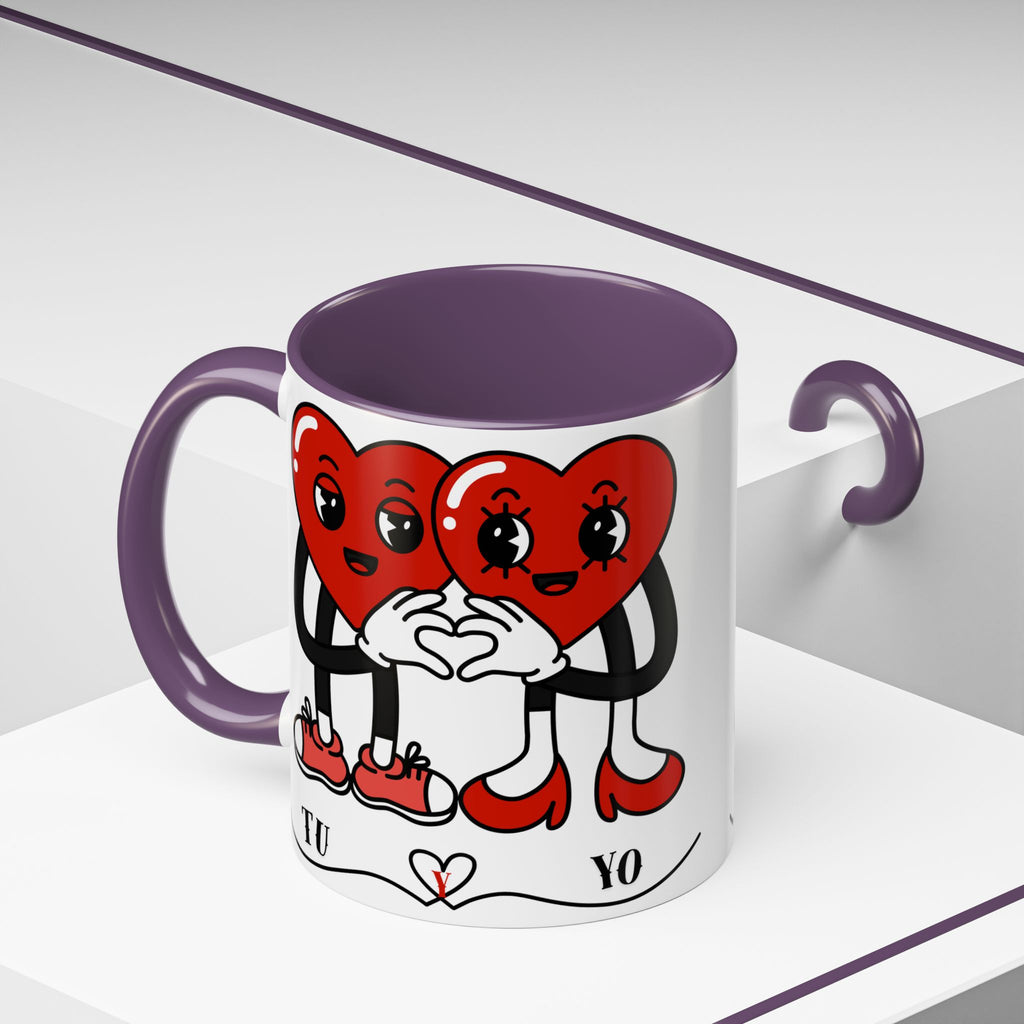 Valentine Heart Couple Coffee Mug – "Tu y Yo" Cute Romantic Accent Mug