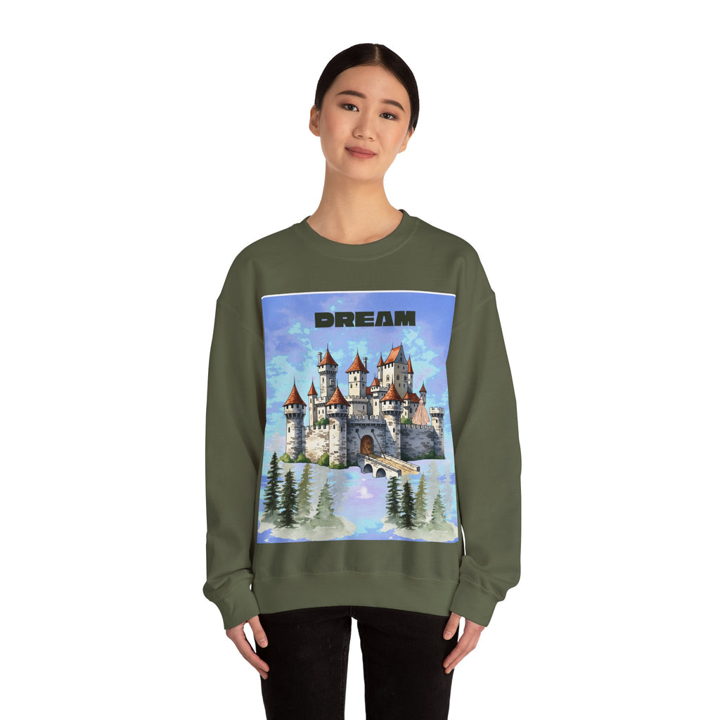 Dreamy Castle Crewneck Sweatshirt, Cozy Graphic Sweatshirt, Unisex Pullover, Pastel Art Apparel, Fantasy Sweatshirt